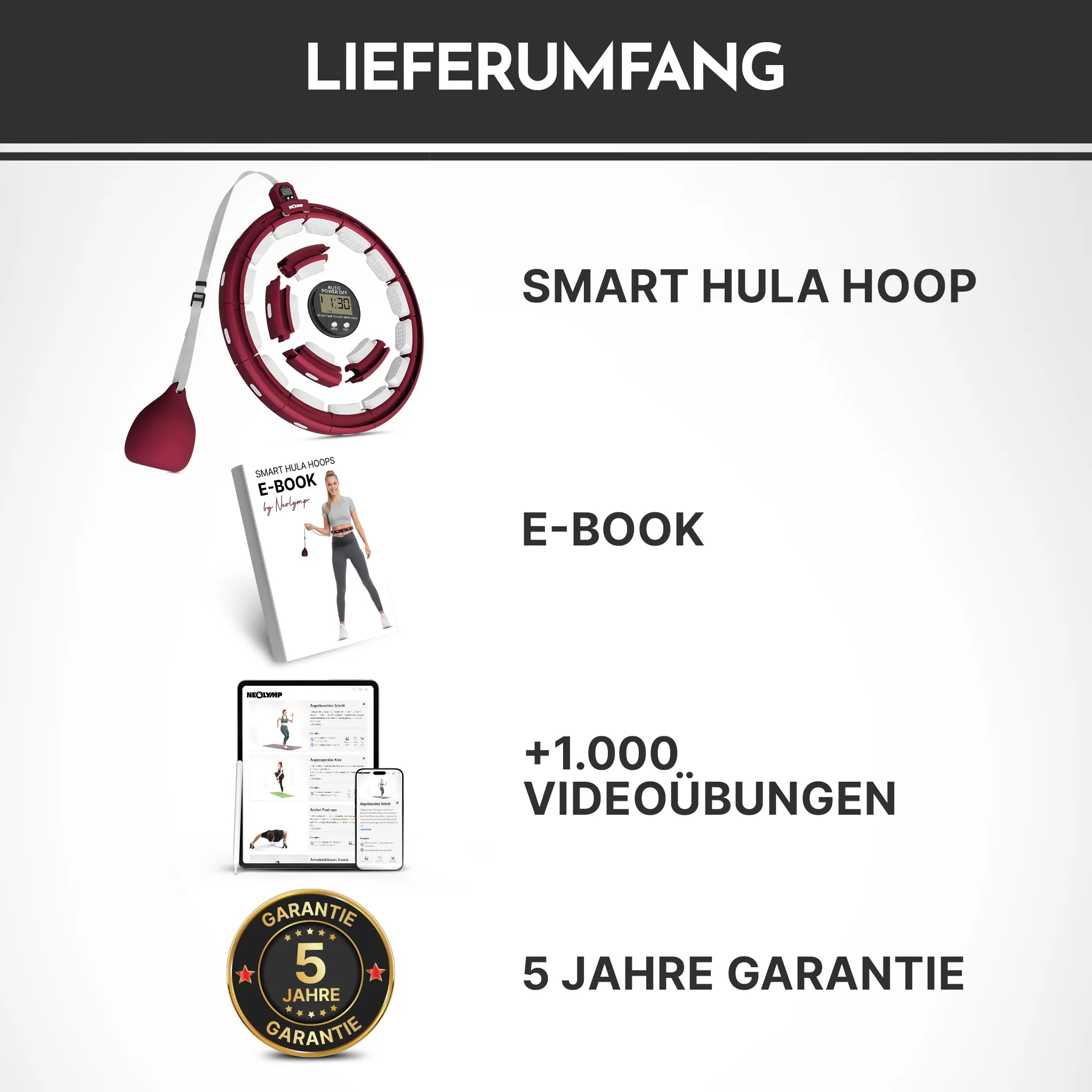 Smarter Hula-Reifen - verstellbar, inkl. Kalorienzähler (B-Ware) - Berry - Outlet von NEOLYMP | Fitnessequipment und Sportartikel