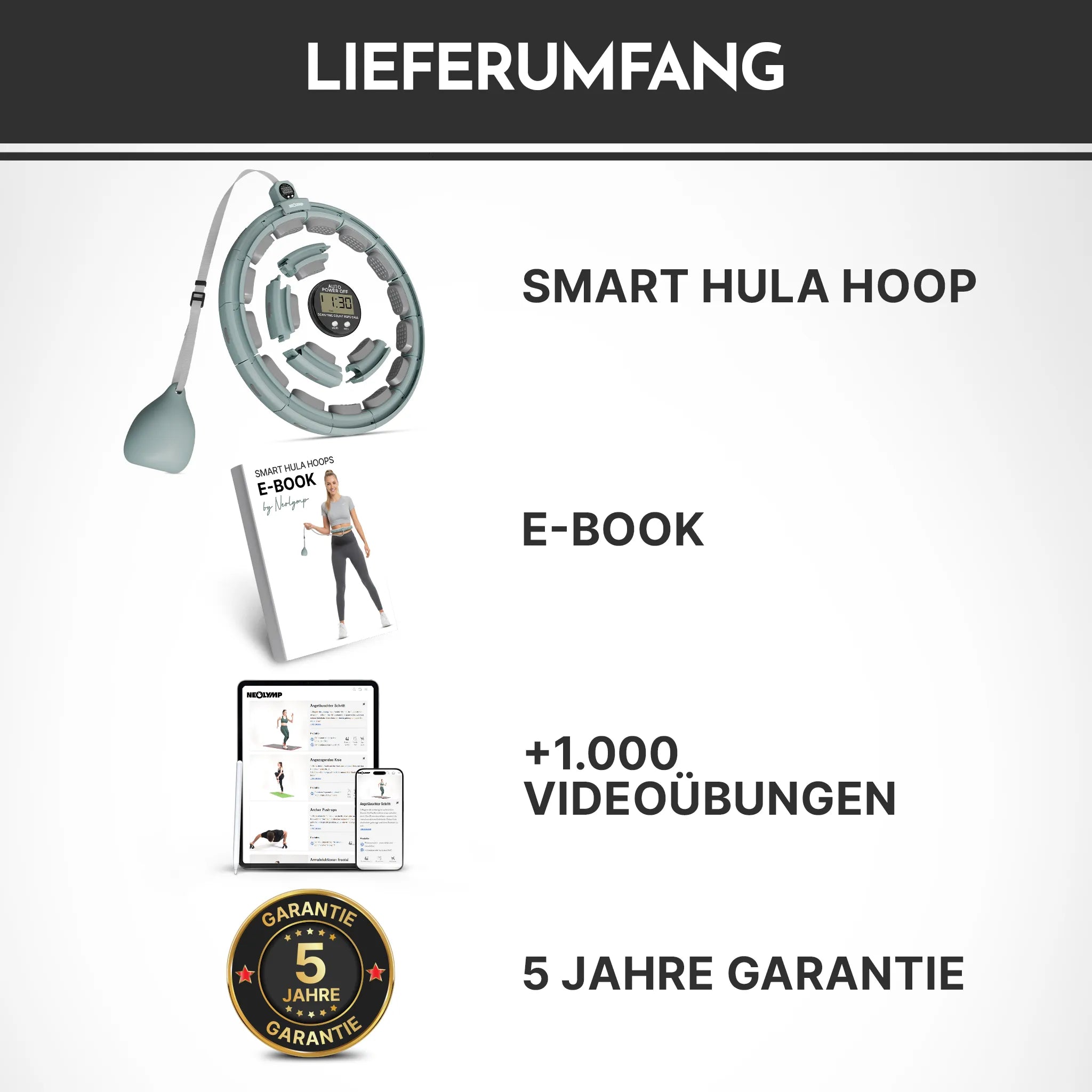 Smarter Hula-Reifen - verstellbar, inkl. Kalorienzähler (B-Ware) - Sky Blue - Outlet von NEOLYMP | Fitnessequipment und Sportartikel