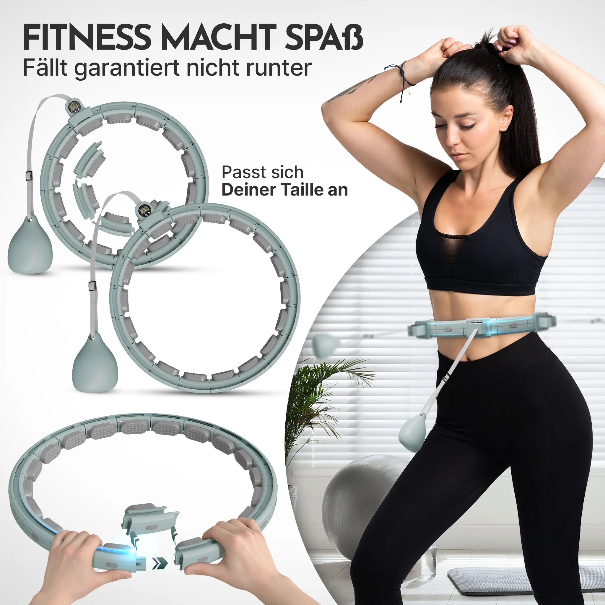 Smarter Hula-Reifen - verstellbar, inkl. Kalorienzähler (B-Ware) - Sky Blue - Outlet von NEOLYMP | Fitnessequipment und Sportartikel