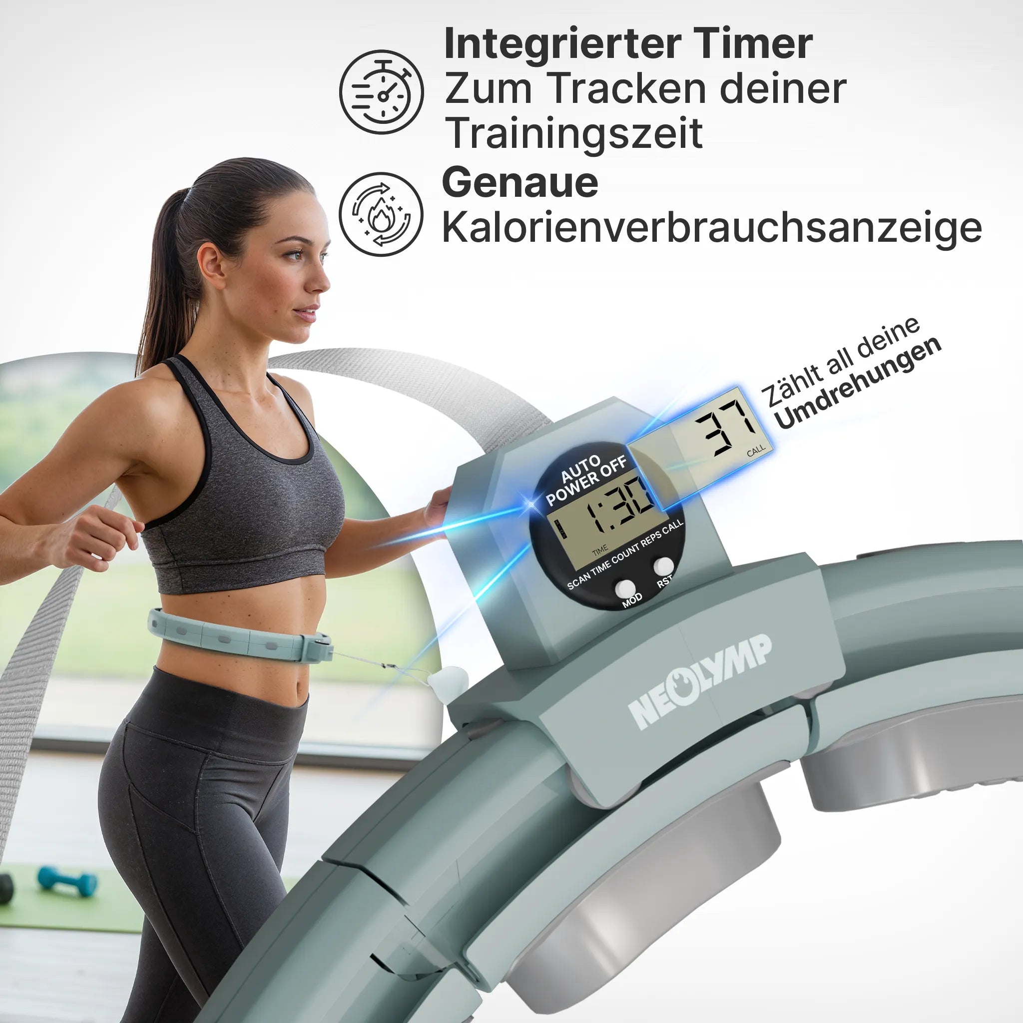 Smarter Hula-Reifen - verstellbar, inkl. Kalorienzähler (B-Ware) - Sky Blue - Outlet von NEOLYMP | Fitnessequipment und Sportartikel