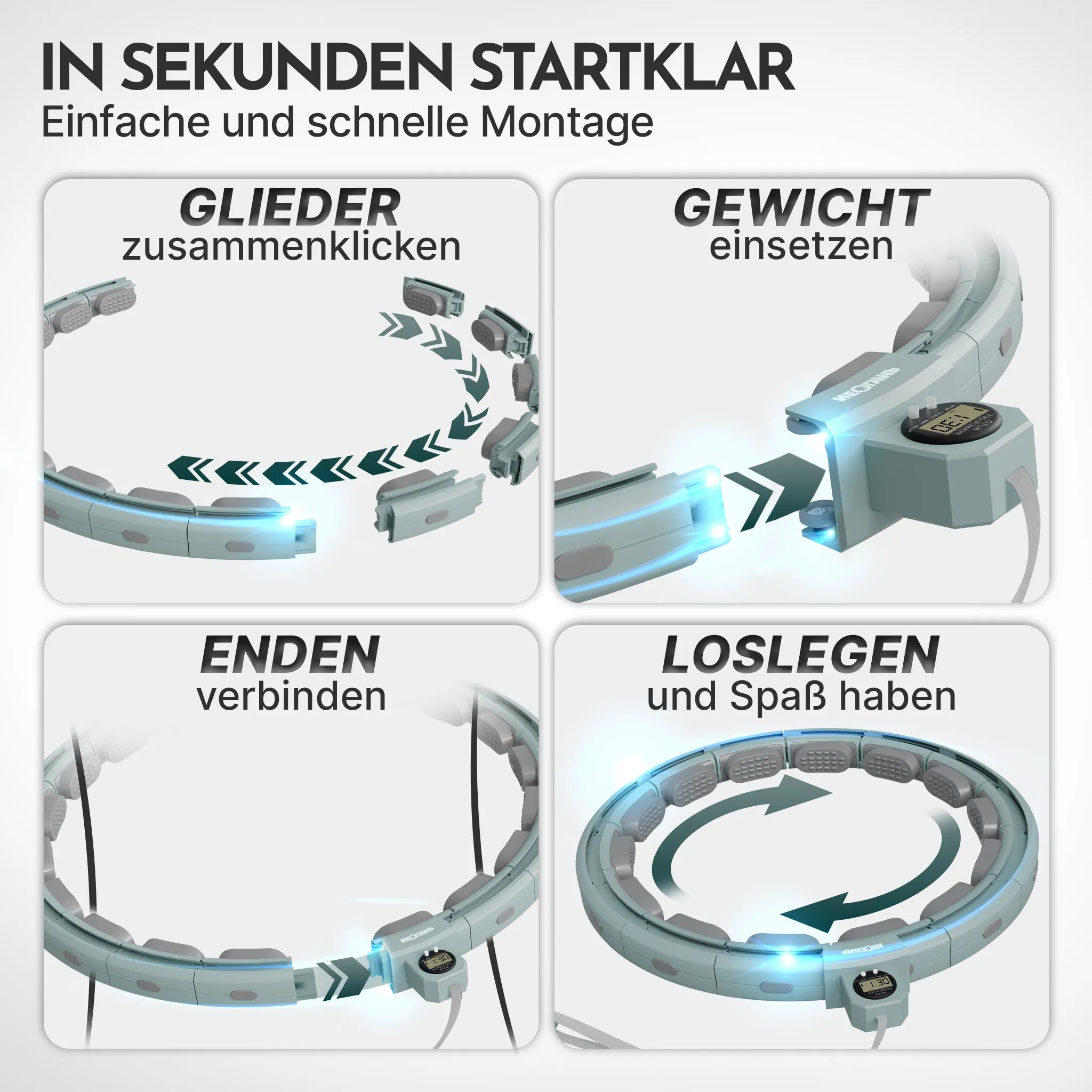 Smarter Hula-Reifen - verstellbar, inkl. Kalorienzähler (B-Ware) - Sky Blue - Outlet von NEOLYMP | Fitnessequipment und Sportartikel