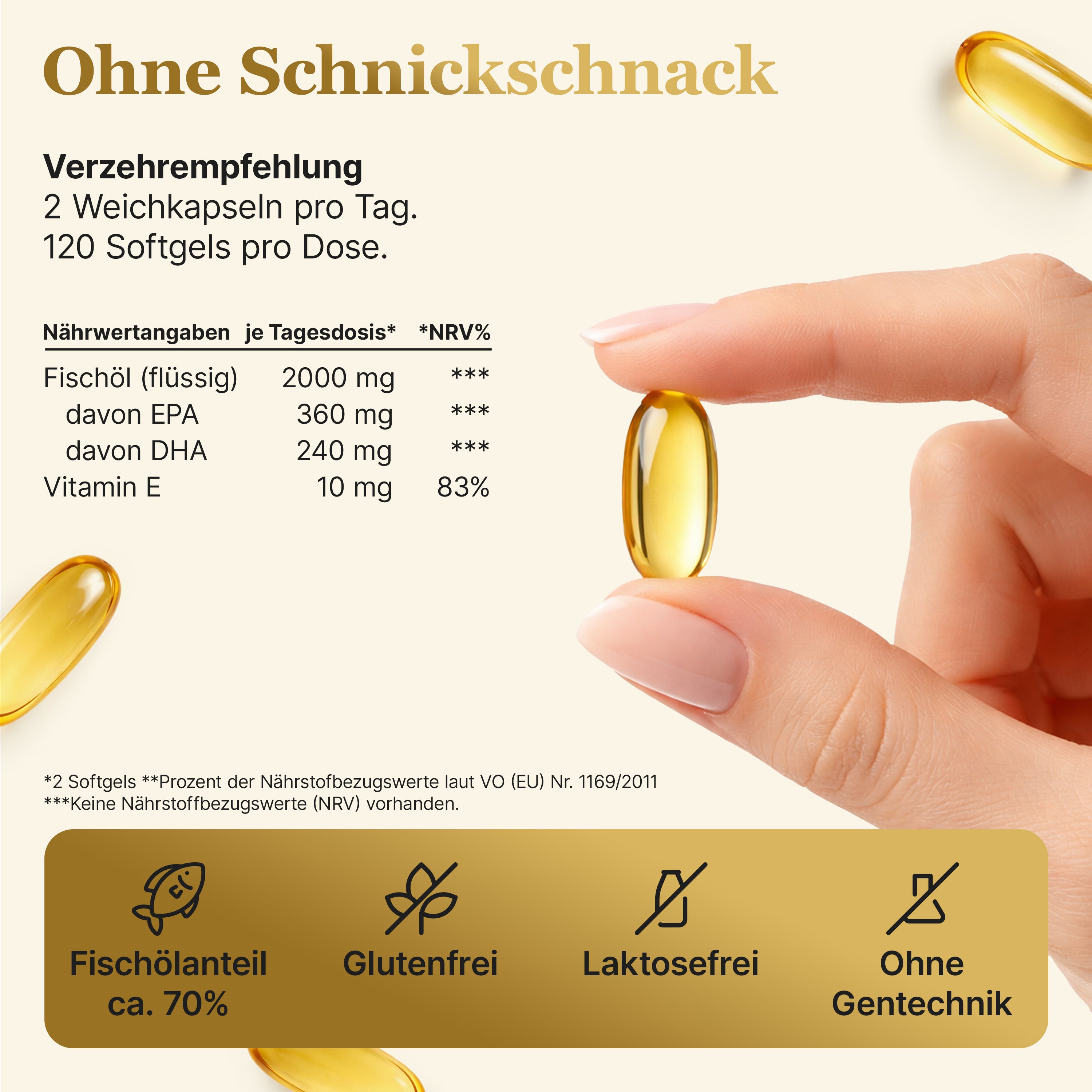 Nature Elegance - Omega 3 - Hoher Anteil an Vitamin E, DHA & EPA (2er Pack) - - Nahrungsergänzungsmittel von NEOLYMP | Fitnessequipment und Sportartikel