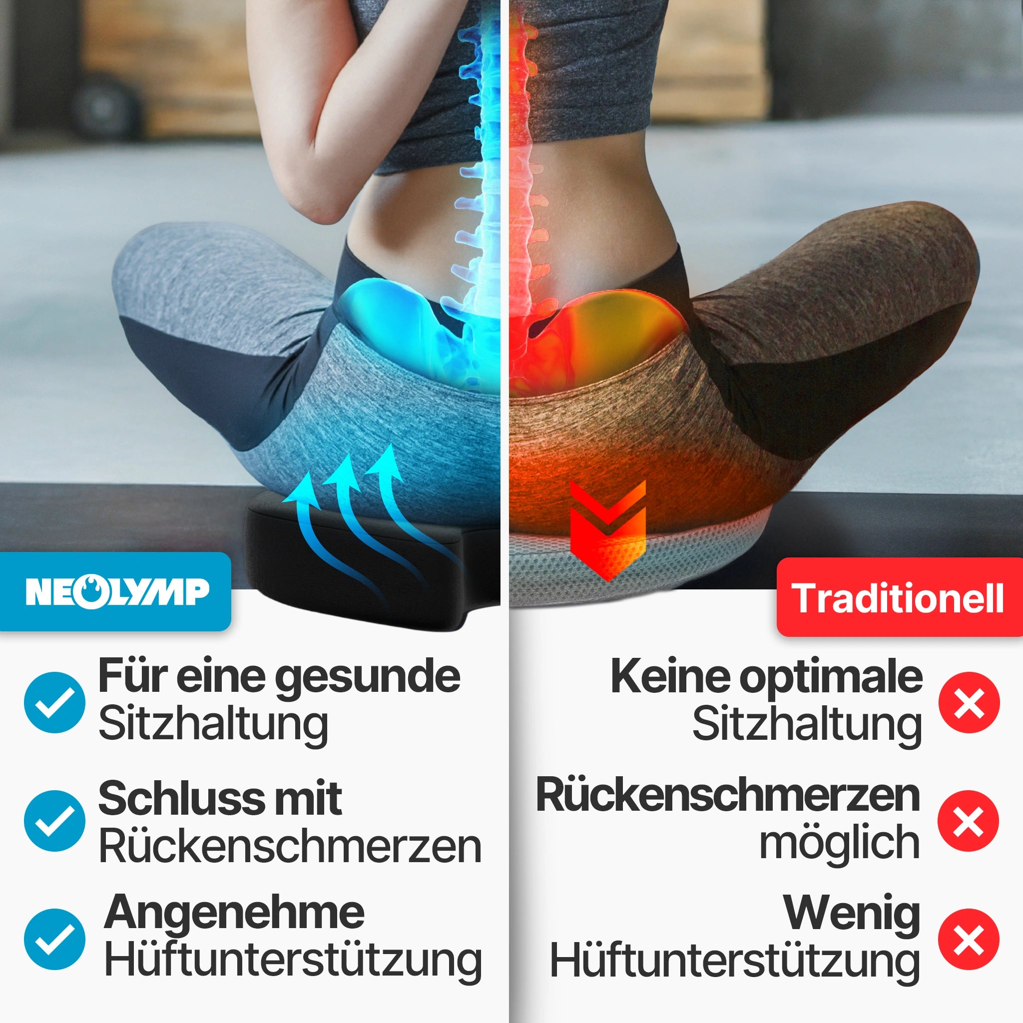 Ergonomisches Sitzkissen – mit Memory Foam – Härtestufe: Hart | B-Ware - - Outlet von NEOLYMP | Fitnessequipment und Sportartikel