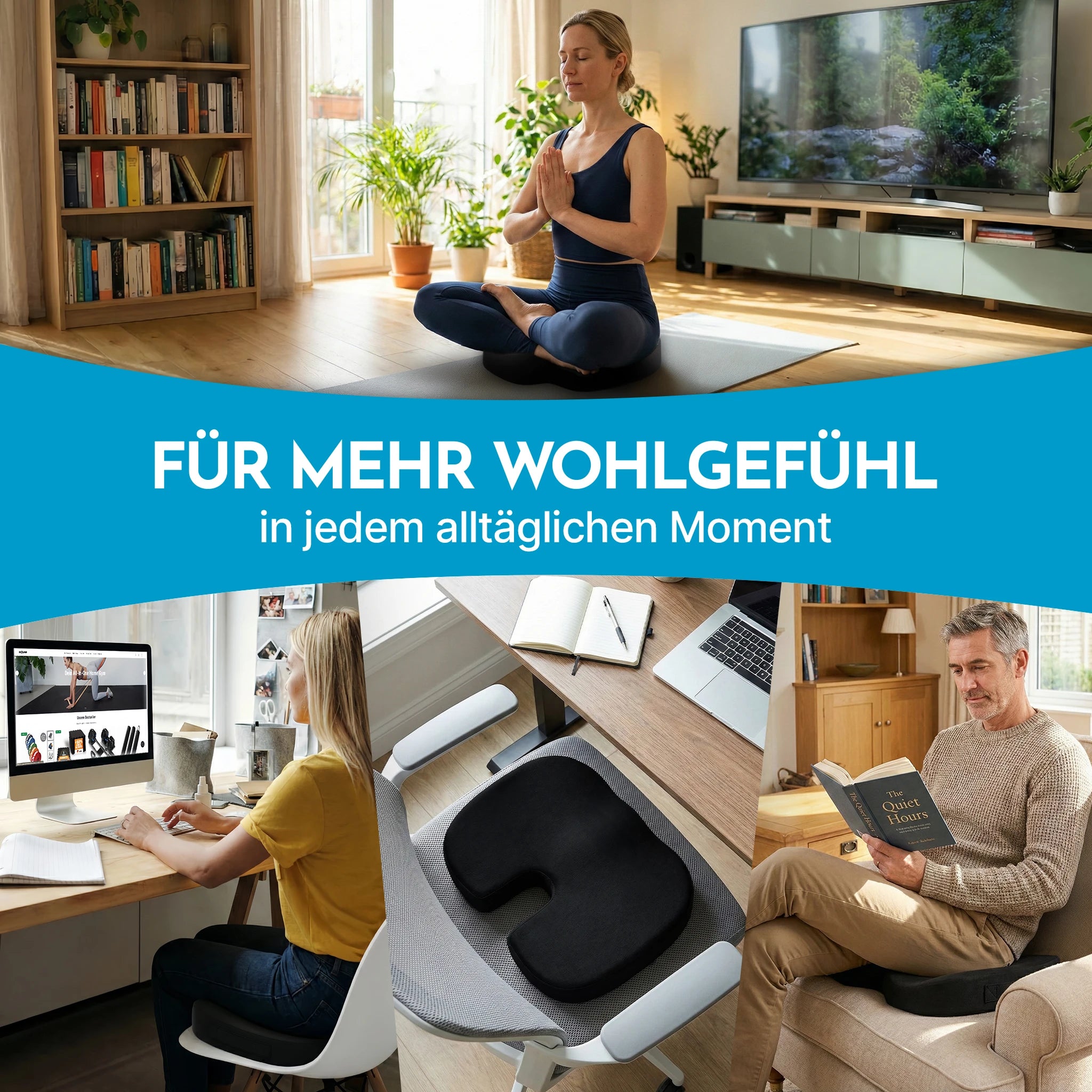 Ergonomisches Sitzkissen – mit Memory Foam – Härtestufe: Hart | B-Ware - - Outlet von NEOLYMP | Fitnessequipment und Sportartikel