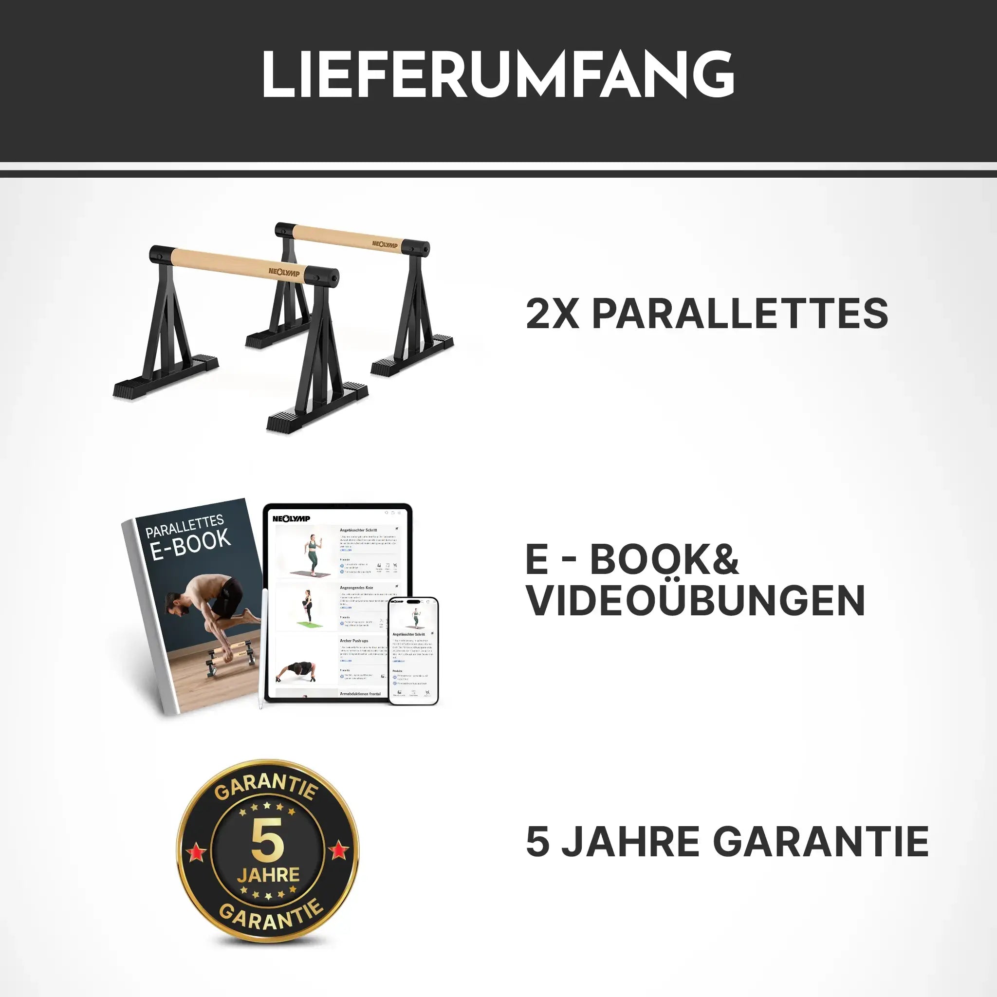 Parallettes rutschfest für Fitness & Calisthenics – hoch (B‑Ware) - - Outlet von NEOLYMP | Fitnessequipment und Sportartikel
