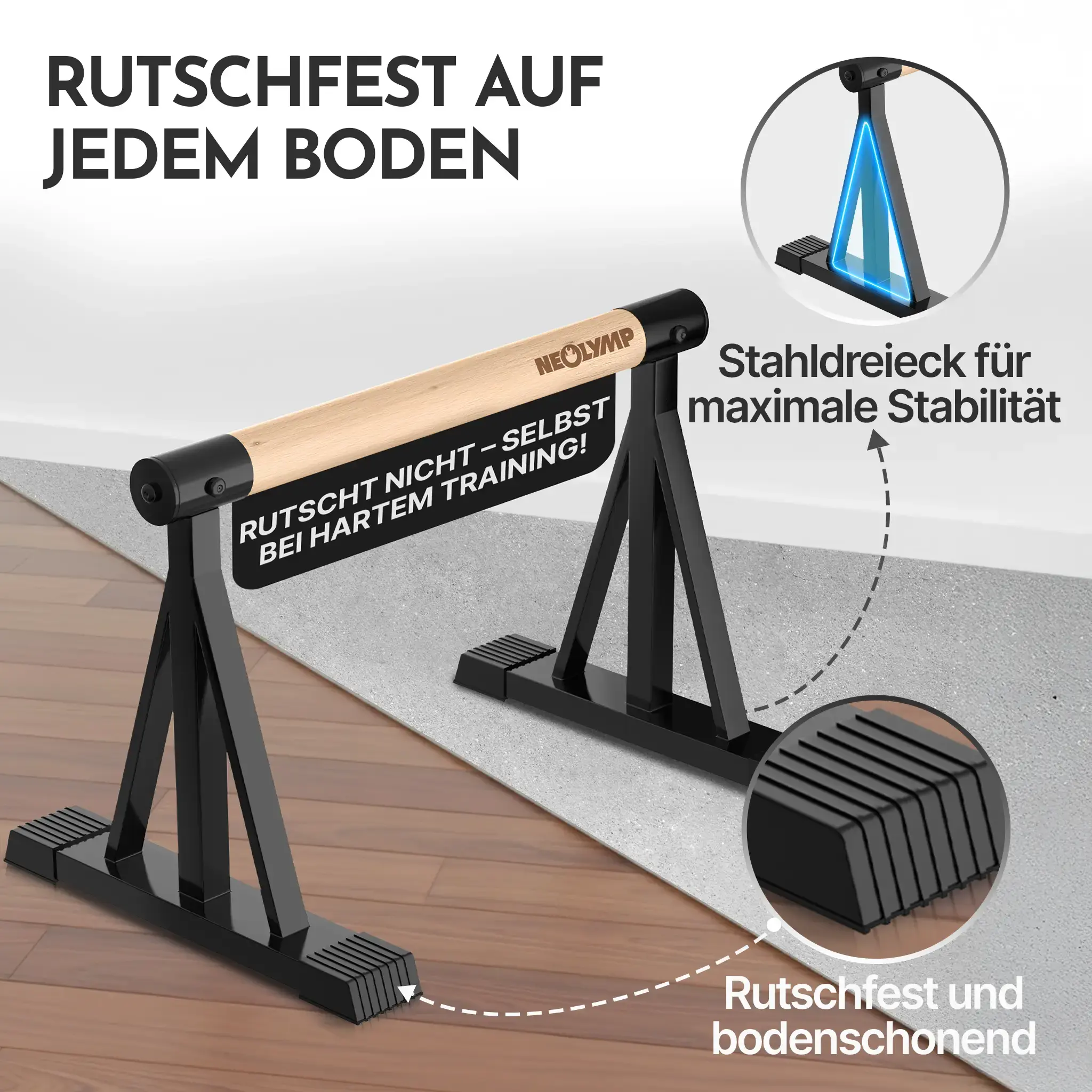 Parallettes rutschfest für Fitness & Calisthenics – hoch (B‑Ware) - - Outlet von NEOLYMP | Fitnessequipment und Sportartikel