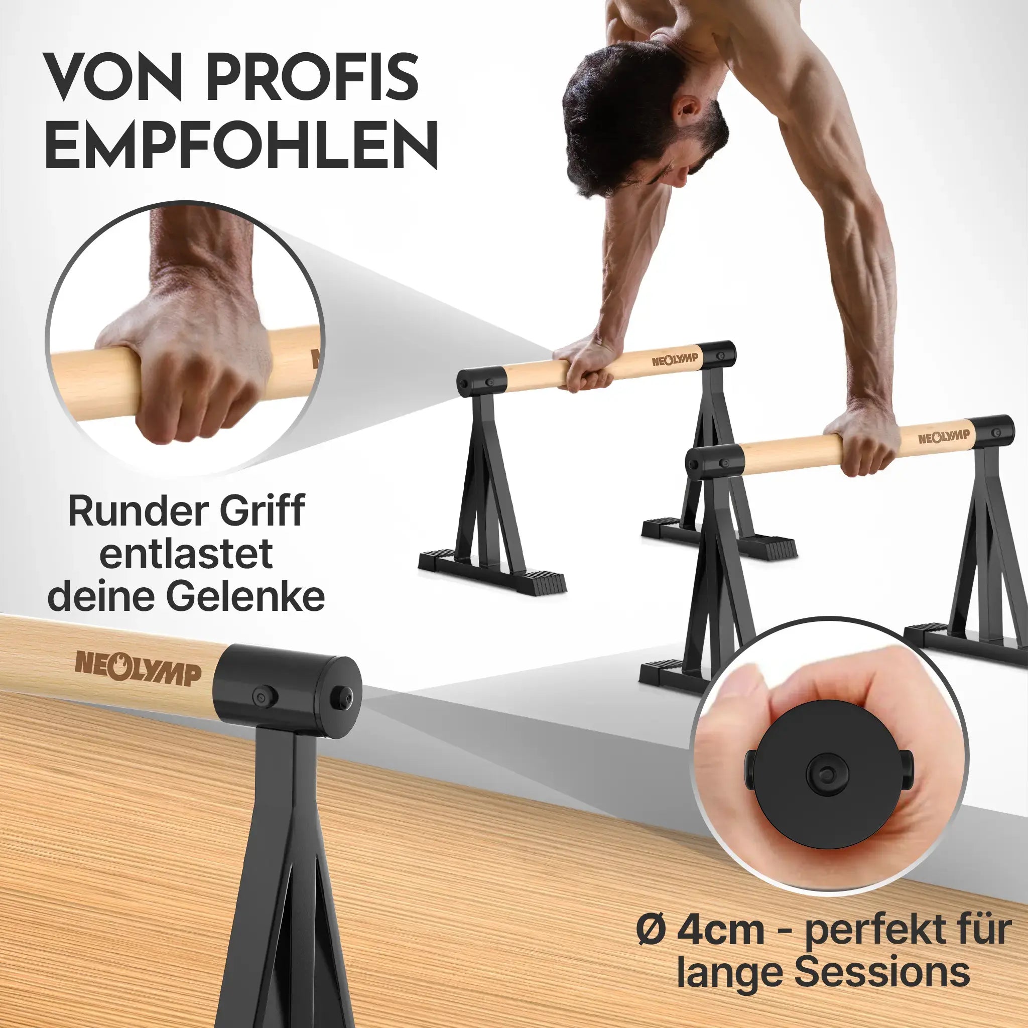 Parallettes rutschfest für Fitness & Calisthenics – hoch (B‑Ware) - - Outlet von NEOLYMP | Fitnessequipment und Sportartikel
