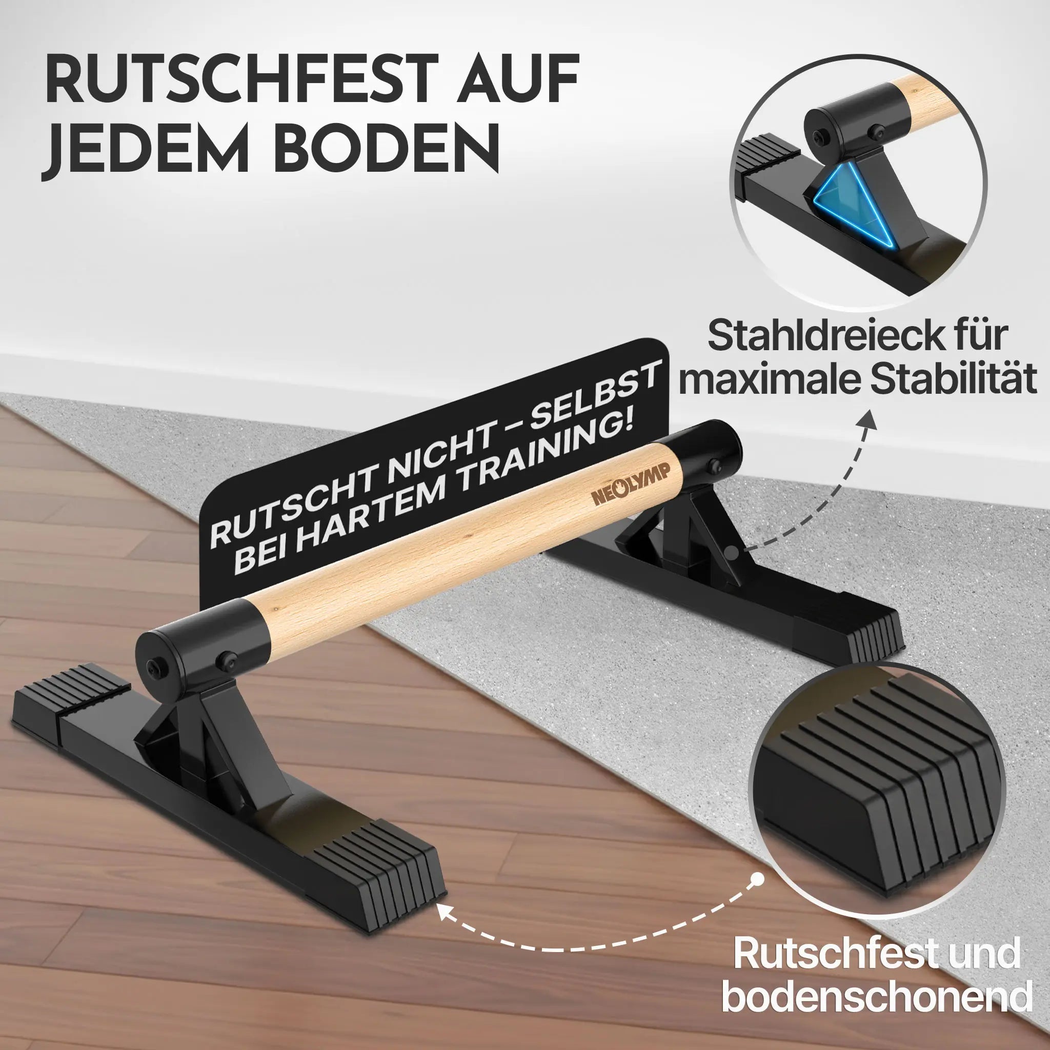 Parallettes rutschfest für Fitness & Calisthenics – niedrig (B‑Ware) - - Outlet von NEOLYMP | Fitnessequipment und Sportartikel