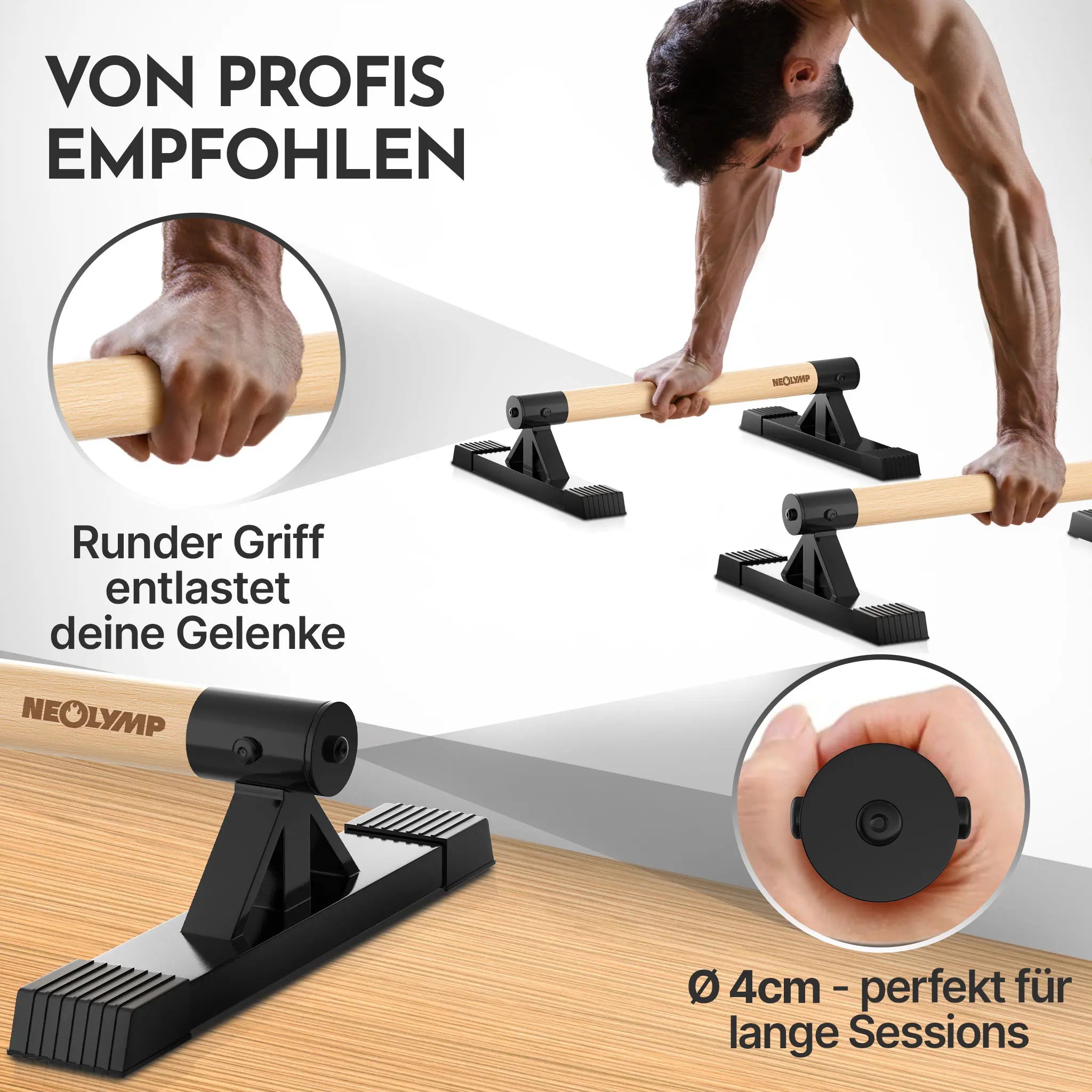 Parallettes rutschfest für Fitness & Calisthenics – niedrig (B‑Ware) - - Outlet von NEOLYMP | Fitnessequipment und Sportartikel