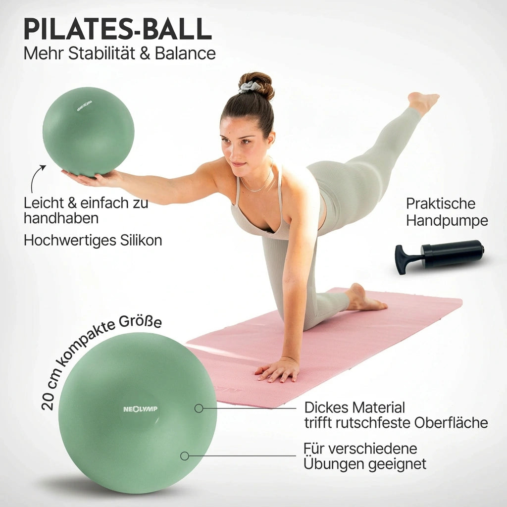 Pilatesball 20 cm - aus Silikon, inkl. Ballpumpe - Matcha - Sportgerät von NEOLYMP | Fitnessequipment und Sportartikel