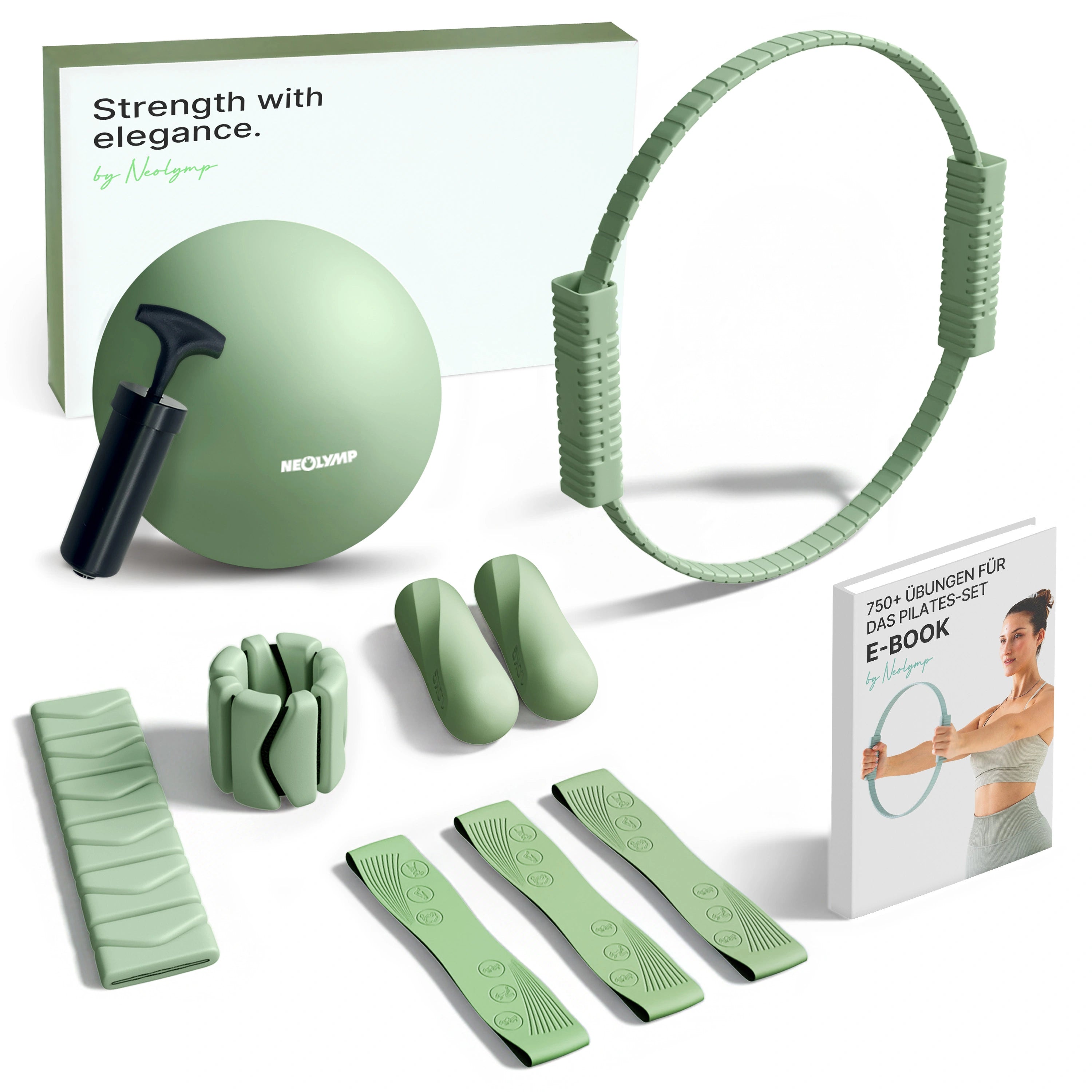 Pilates Komplett-Set Premium - mit Geschenkbox - Matcha BASIC Set - Sportgerät von NEOLYMP | Fitnessequipment und Sportartikel