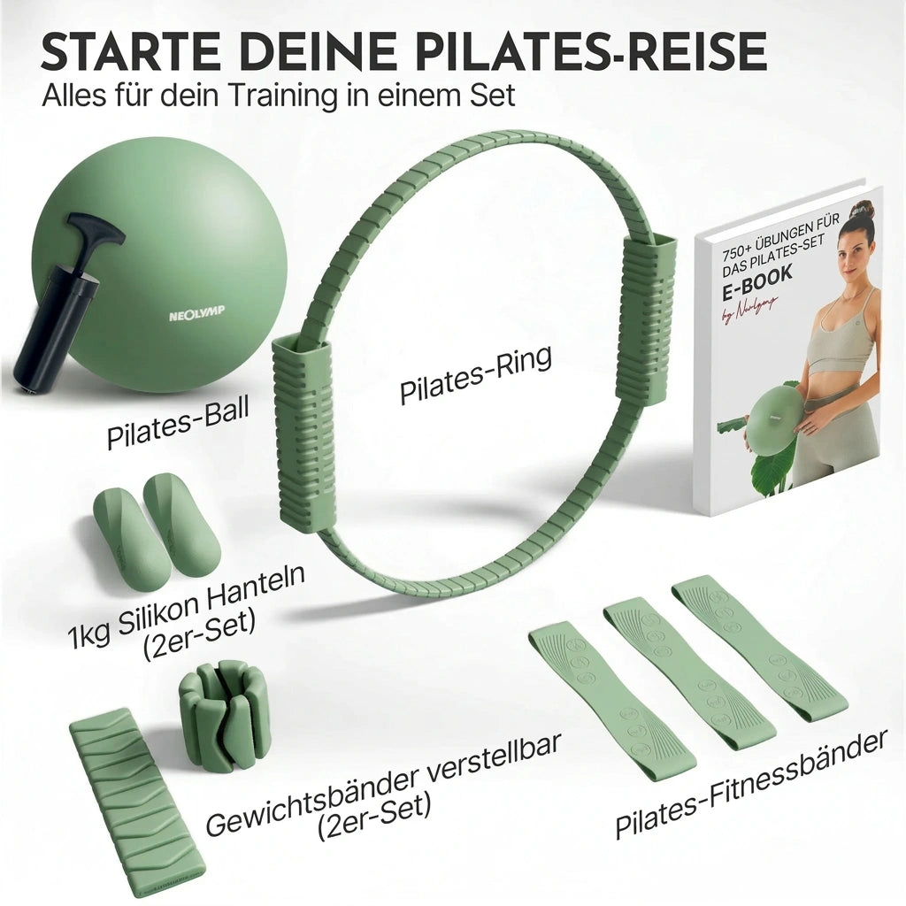 Pilates Komplett-Set Premium - mit Geschenkbox - Matcha BASIC Set - Sportgerät von NEOLYMP | Fitnessequipment und Sportartikel