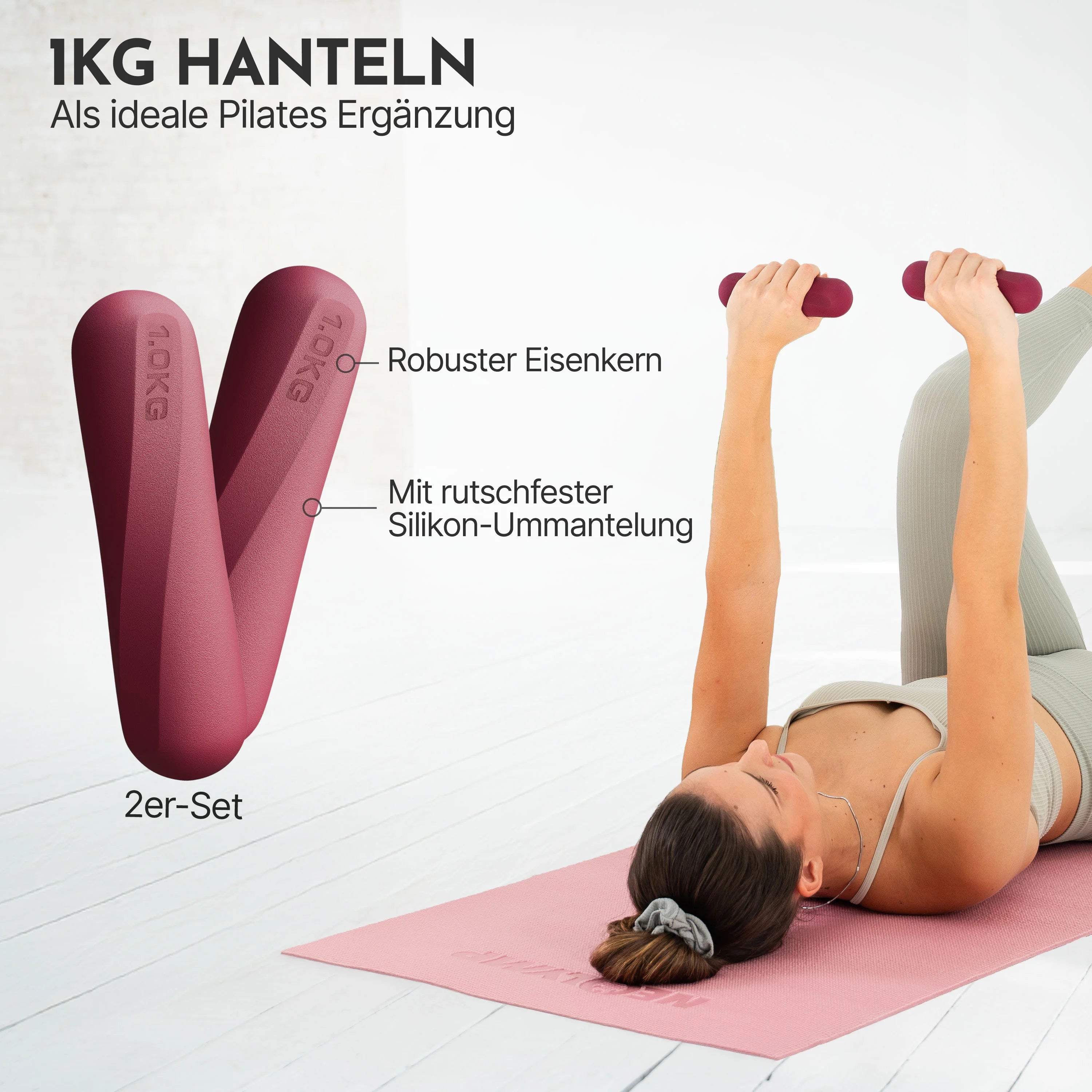 Pilates Komplett-Set Premium - mit Geschenkbox - Berry PRO Set: mit Pilatesmatte + Kurs - Sportgerät von NEOLYMP | Fitnessequipment und Sportartikel