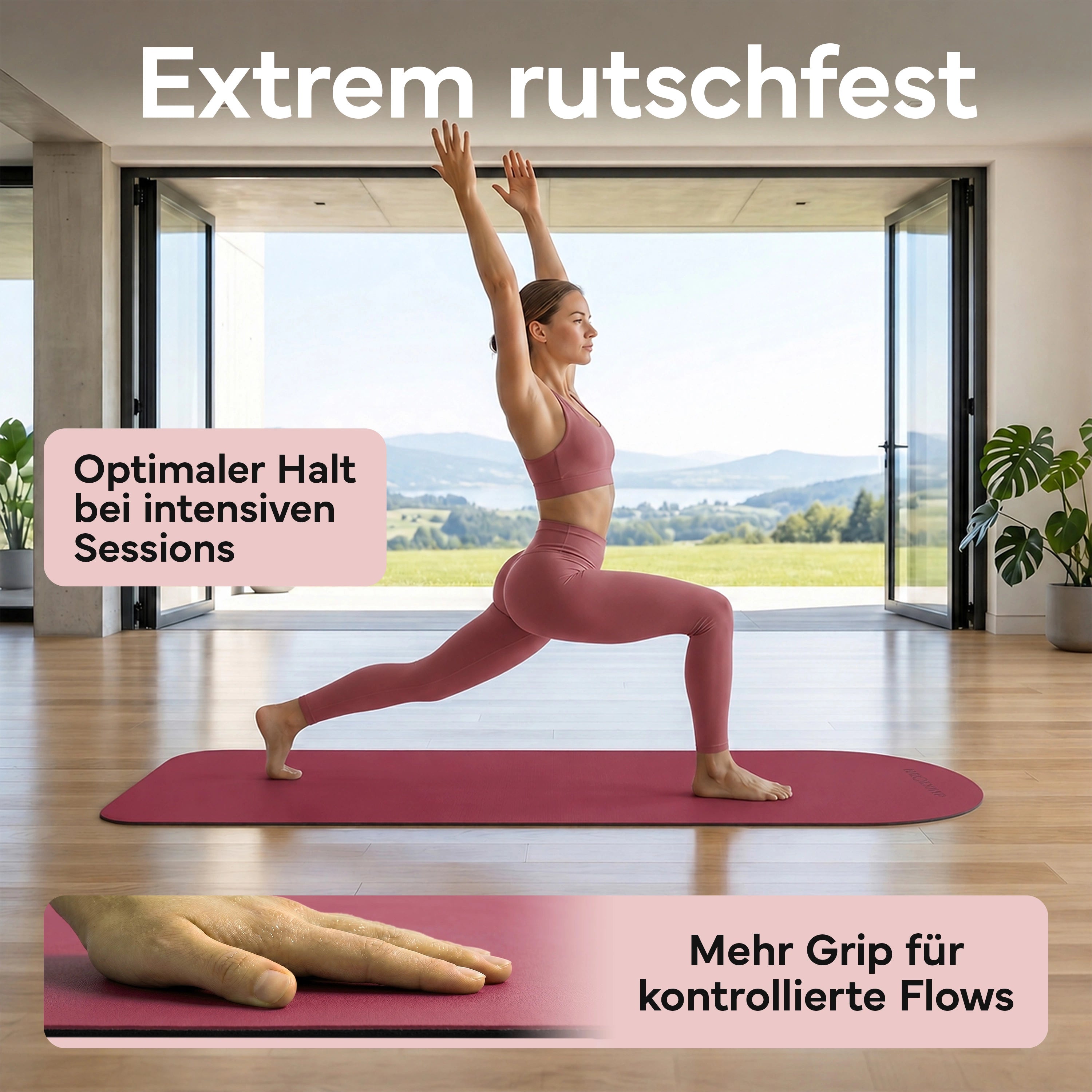 Pilates & Yoga Matte Premium - Berry - Yogamatten von NEOLYMP | Fitnessequipment und Sportartikel