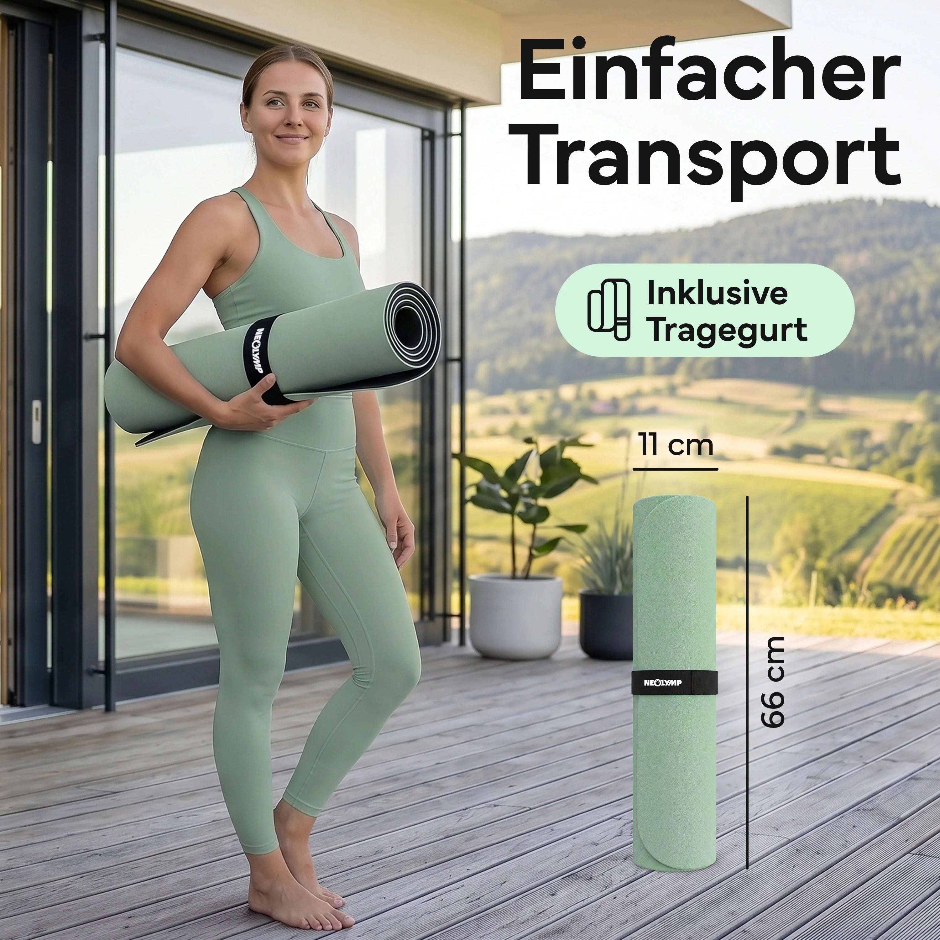 Pilates & Yoga Matte Premium - Matcha - Yogamatten von NEOLYMP | Fitnessequipment und Sportartikel