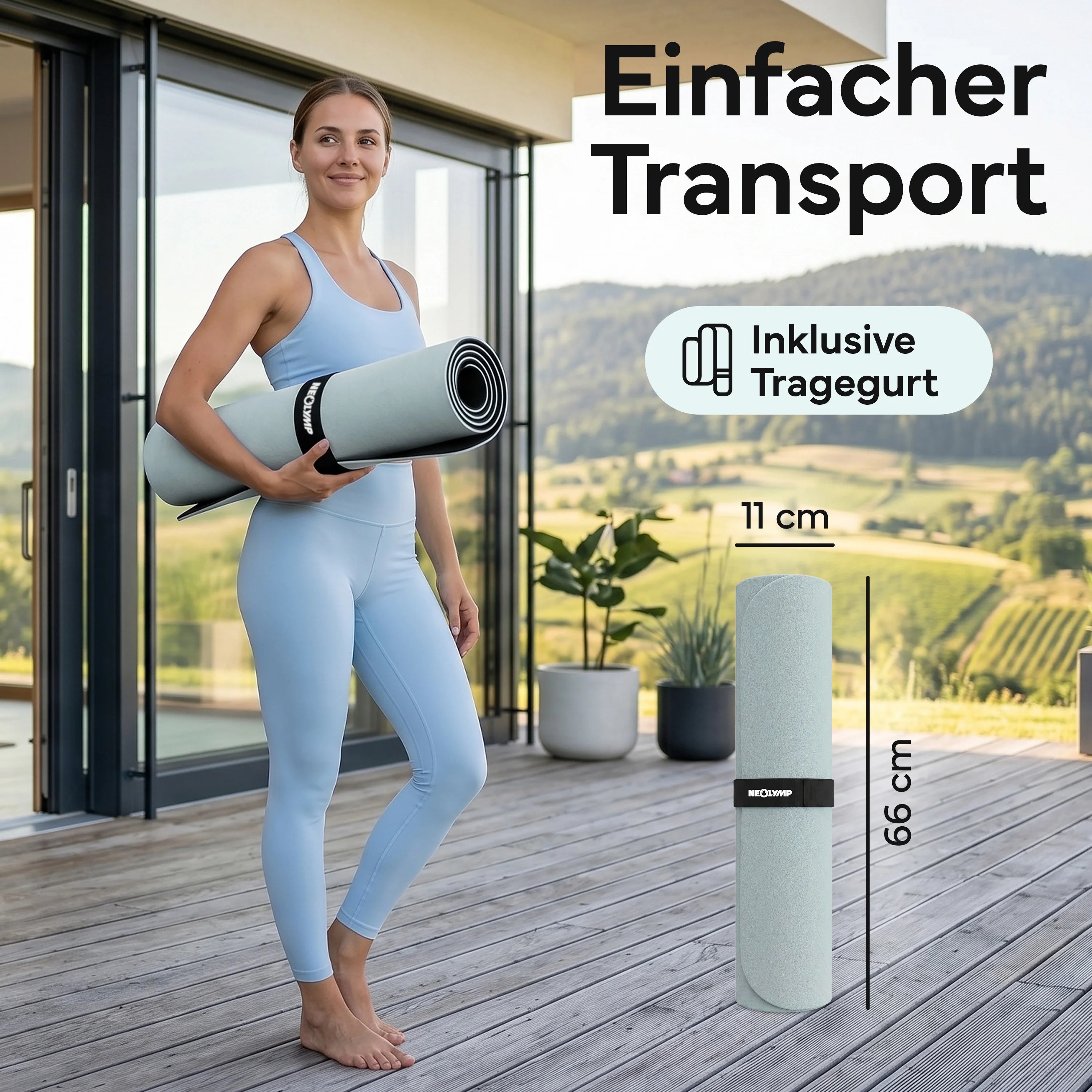 Pilates & Yoga Matte Premium - Sky Blue - Yogamatten von NEOLYMP | Fitnessequipment und Sportartikel
