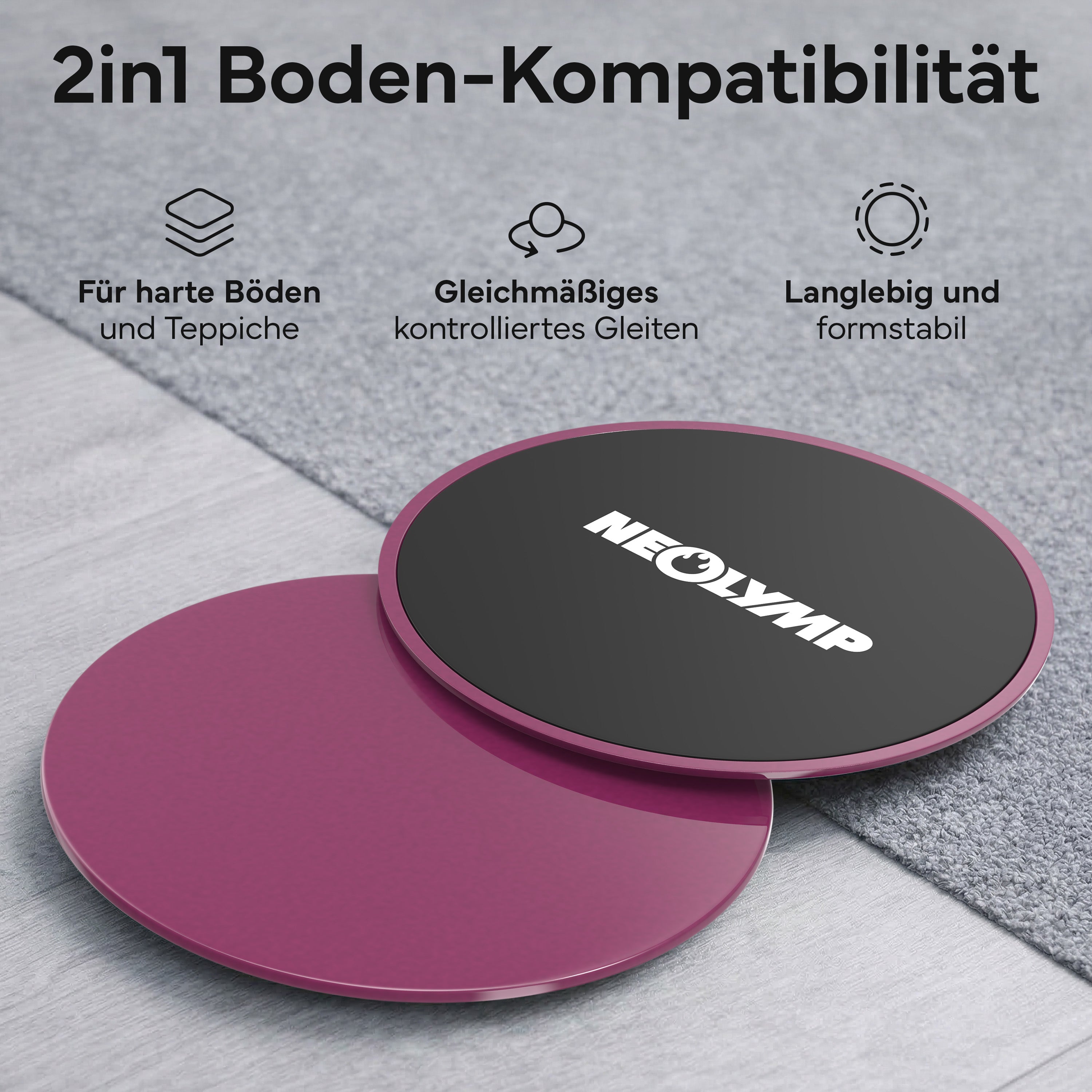 Pilates Slider 2er Set - für glatte Böden und Teppich - Berry - Pilatesequipment von NEOLYMP | Fitnessequipment und Sportartikel