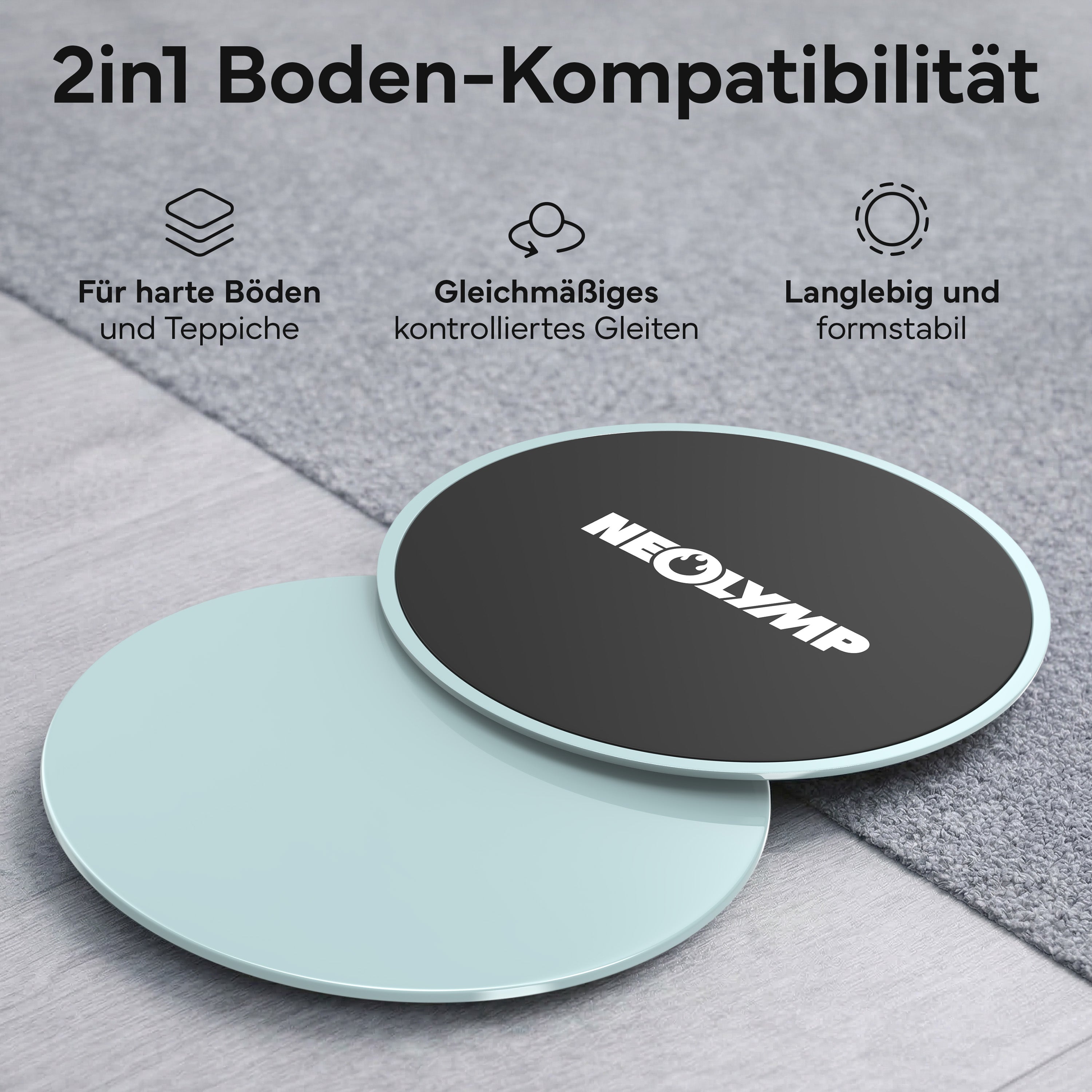 Pilates Slider 2er Set - für glatte Böden und Teppich - Sky Blue - Pilatesequipment von NEOLYMP | Fitnessequipment und Sportartikel