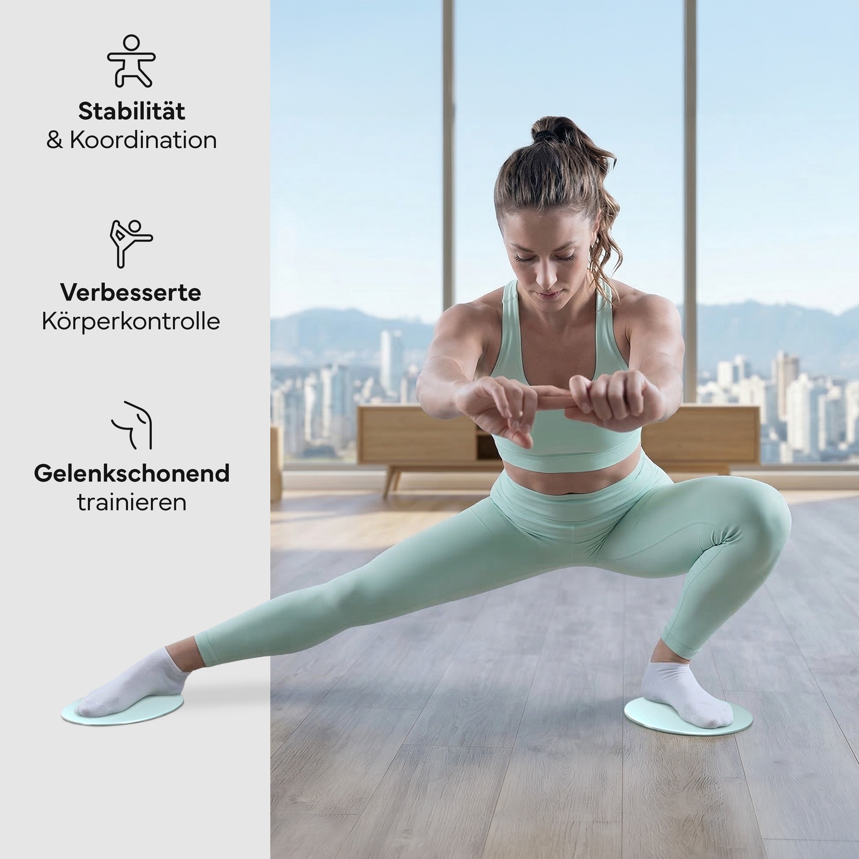 Pilates Slider 2er Set - für glatte Böden und Teppich - Sky Blue - Pilatesequipment von NEOLYMP | Fitnessequipment und Sportartikel