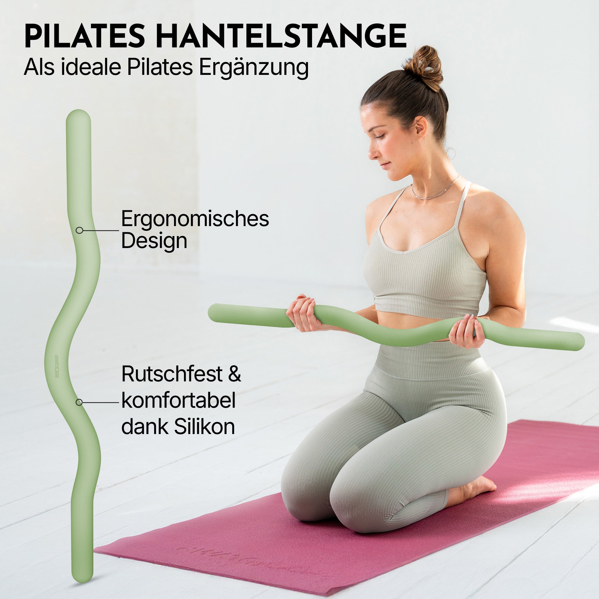 Pilates SZ Hantelstange - ergonomische Silikon Curlbar - Matcha - Sportgerät von NEOLYMP | Fitnessequipment und Sportartikel