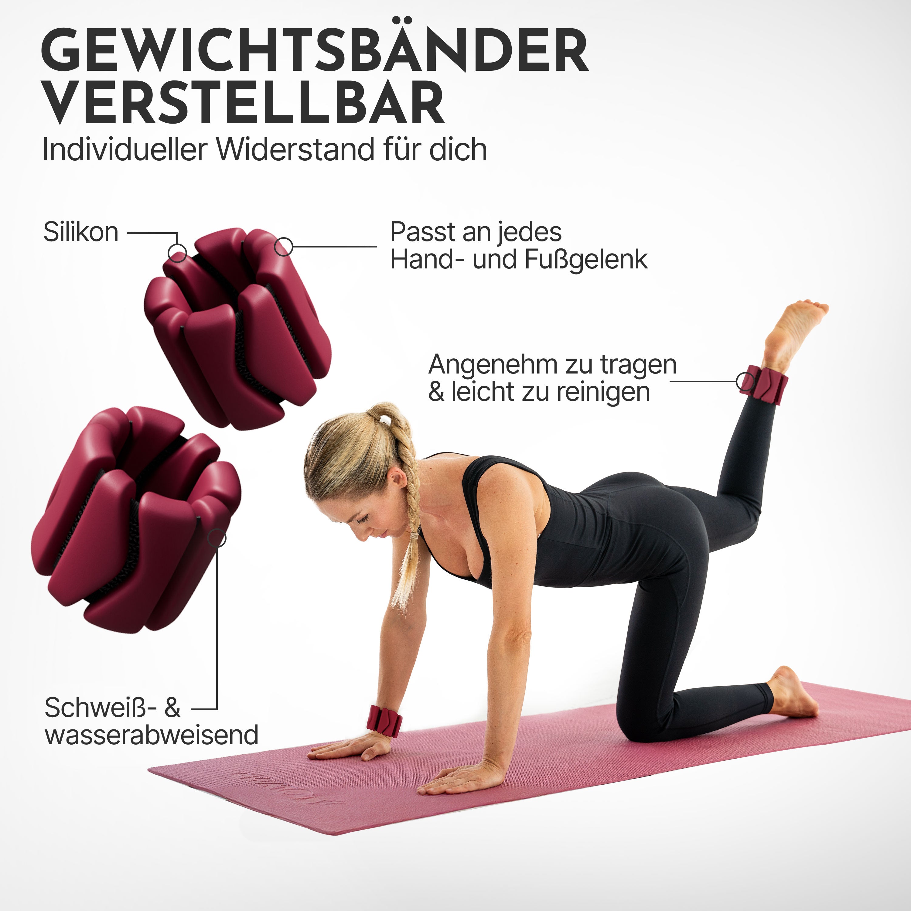 Pilates Gewichtsmanschetten – Berry (B‑Ware) - - Outlet von NEOLYMP | Fitnessequipment und Sportartikel