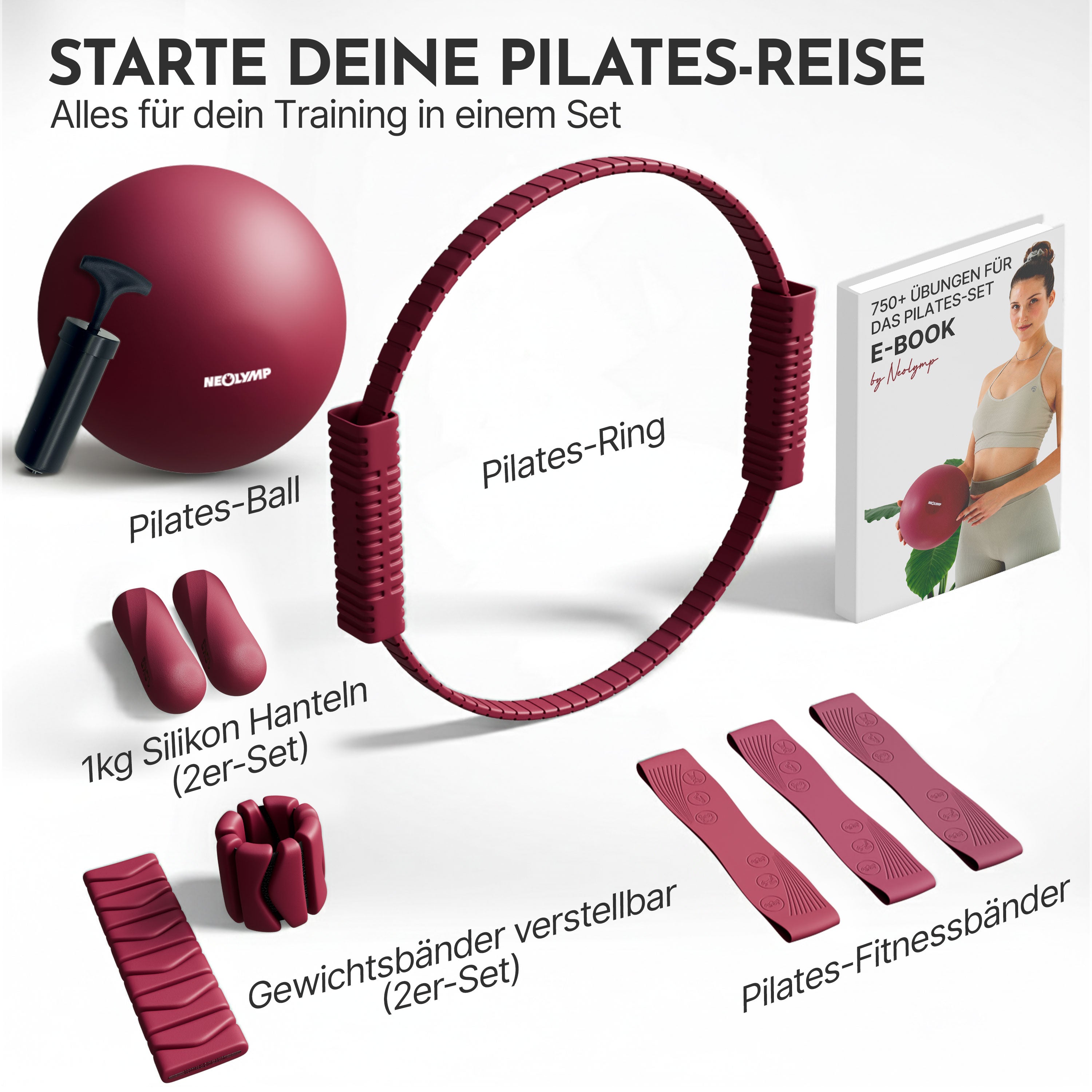 Premium Pilates Komplett-Set mit Geschenkbox (MP) - - Sportgerät von NEOLYMP | Fitnessequipment und Sportartikel