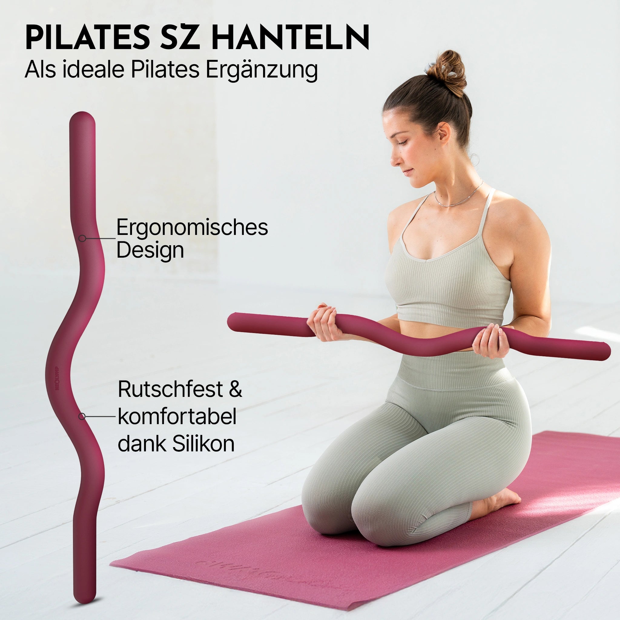 Pilates SZ Hantelstange - ergonomische Silikon Curlbar - Berry - Sportgerät von NEOLYMP | Fitnessequipment und Sportartikel