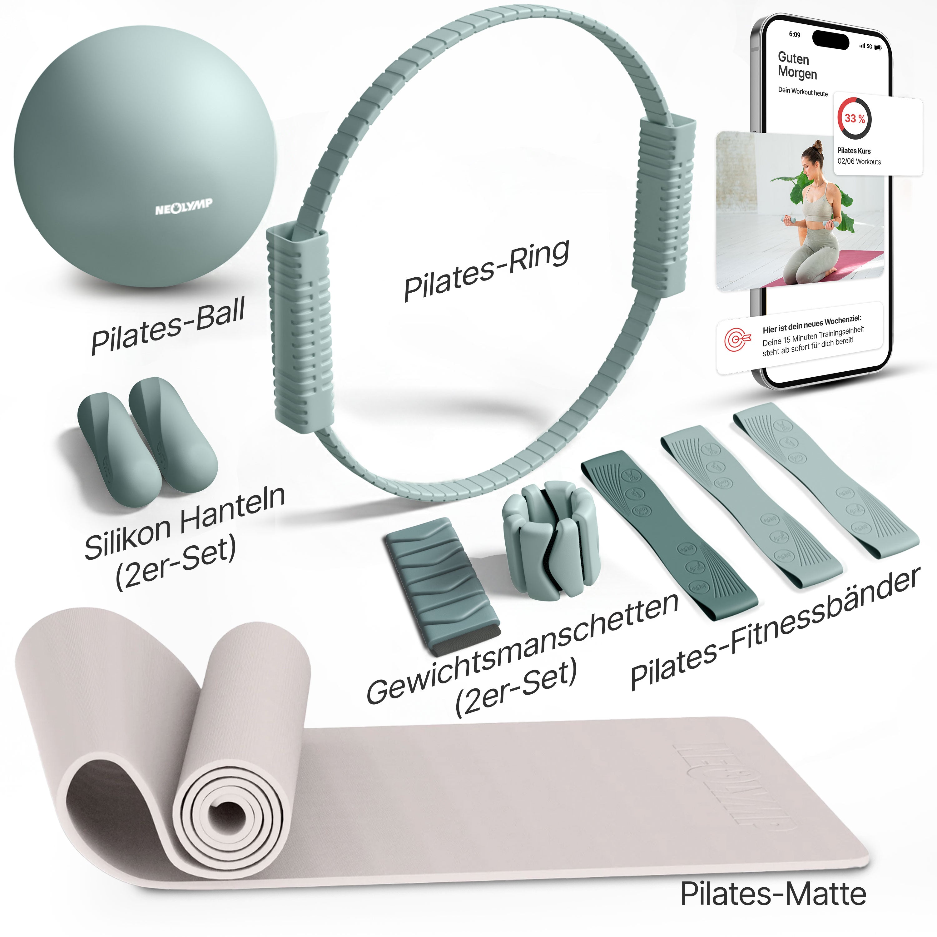 Premium Pilates Komplett-Set mit Geschenkbox (MP) - - Sportgerät von NEOLYMP | Fitnessequipment und Sportartikel