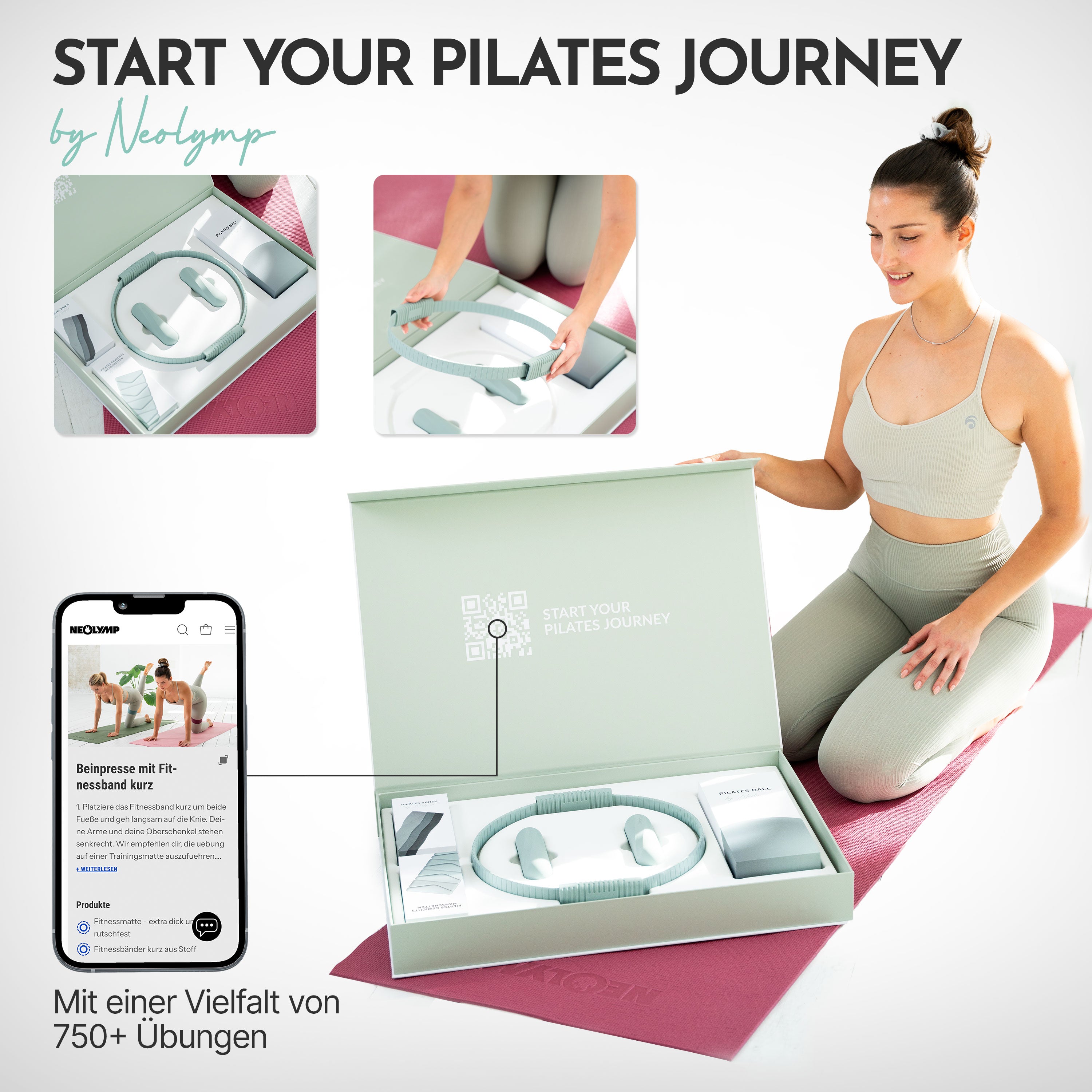 Premium Pilates Komplett-Set mit Geschenkbox (MP) - - Sportgerät von NEOLYMP | Fitnessequipment und Sportartikel