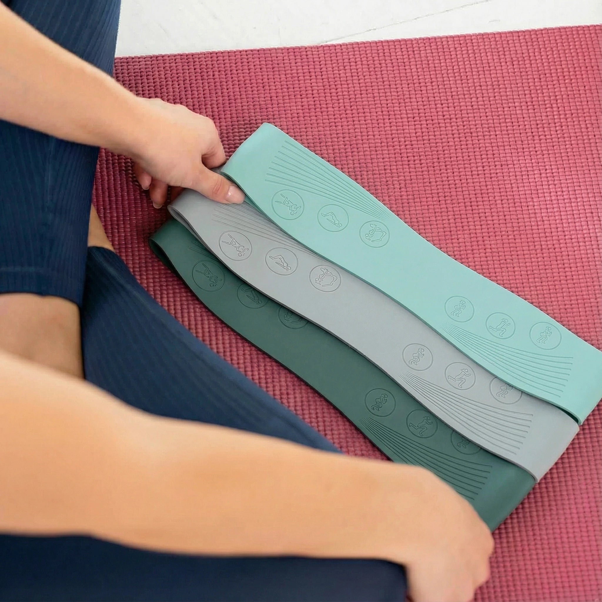 Pilatesbänder 3er Set - aus Silikon - Sky Blue - Fitnessbänder von NEOLYMP | Fitnessequipment und Sportartikel