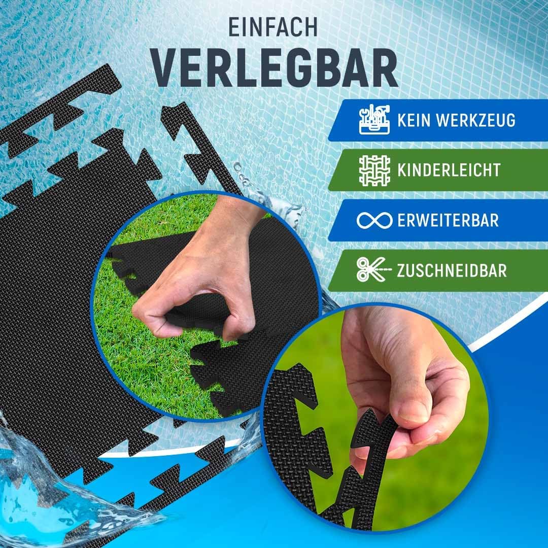Bodenschutzmatte Pool Outdoor, zuschneidbar, für Whirlpool und Planschbecken (Schwarz) - Schwarz - Poolmatten von NEOLYMP | Fitnessequipment und Sportartikel