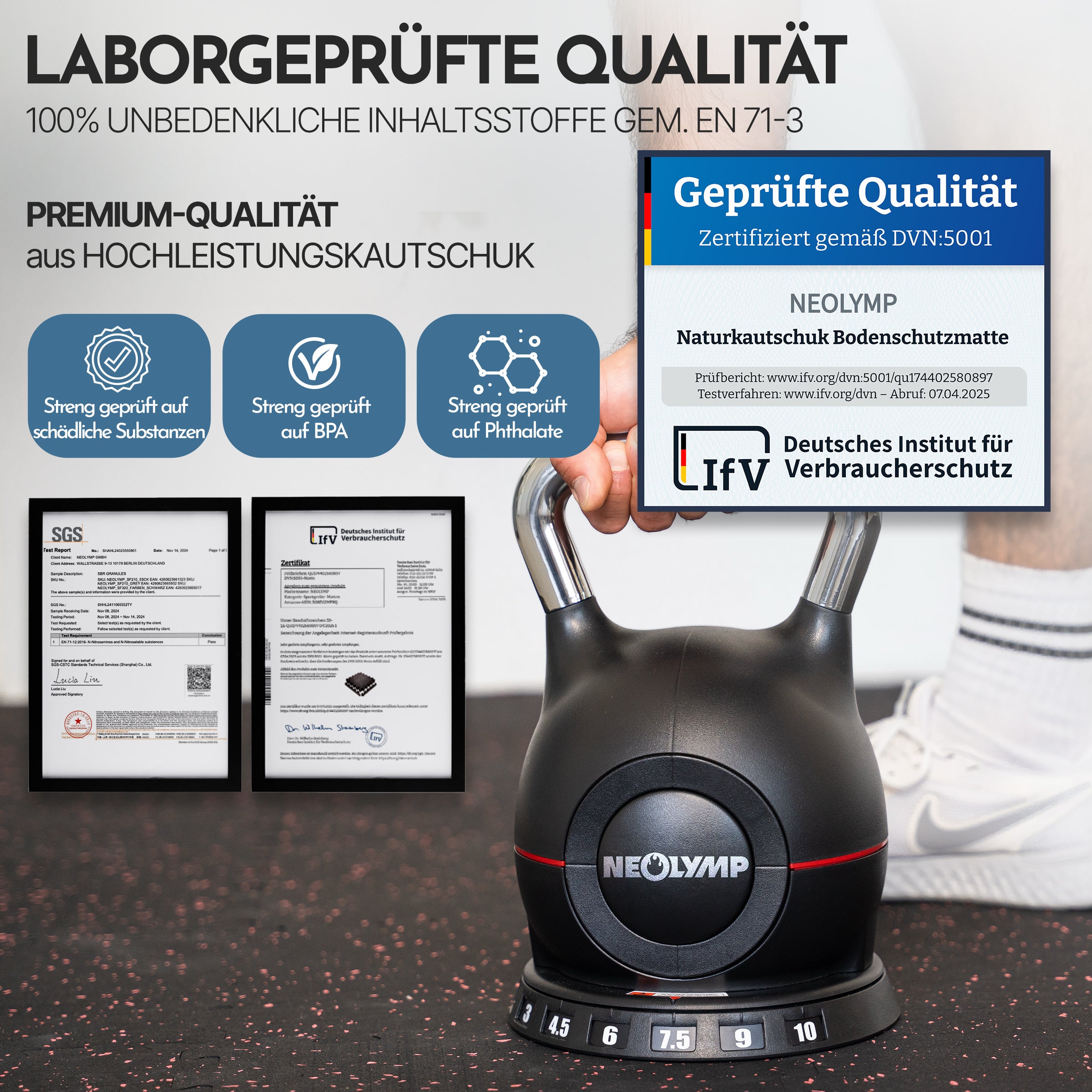 Kostenloses Probemuster Premium-Bodenschutz (4 Farben) - - Bodenschutz von NEOLYMP | Fitnessequipment und Sportartikel