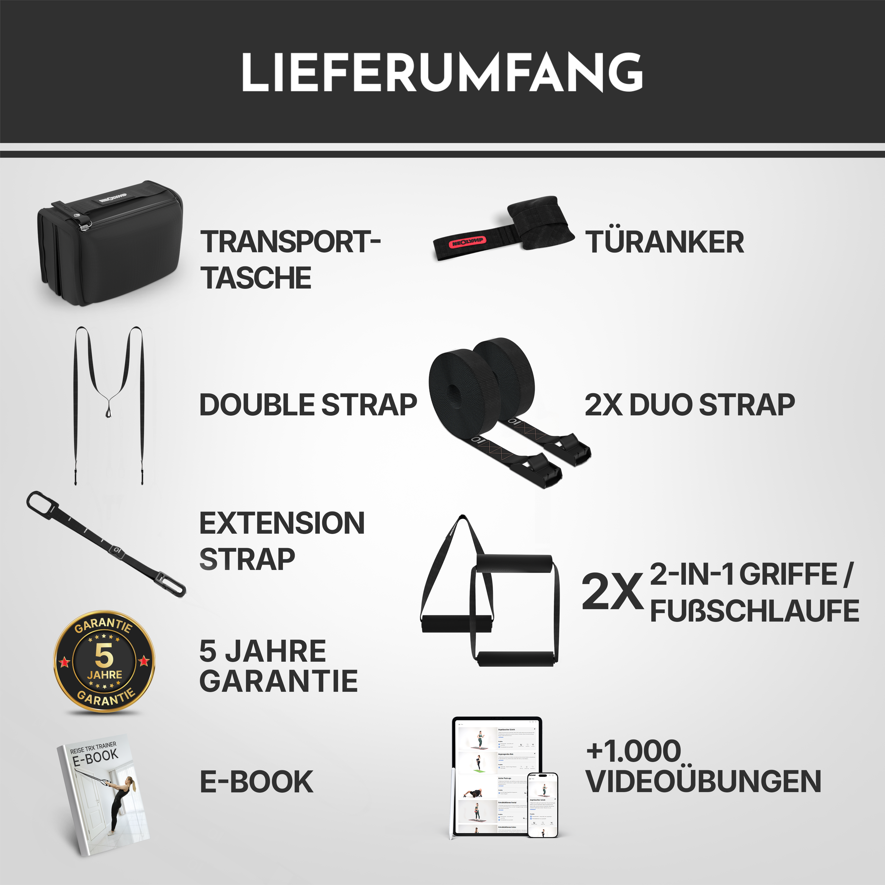 Schlingentrainer Komplett-Set - sling trainer - - Sportgerät von NEOLYMP | Fitnessequipment und Sportartikel