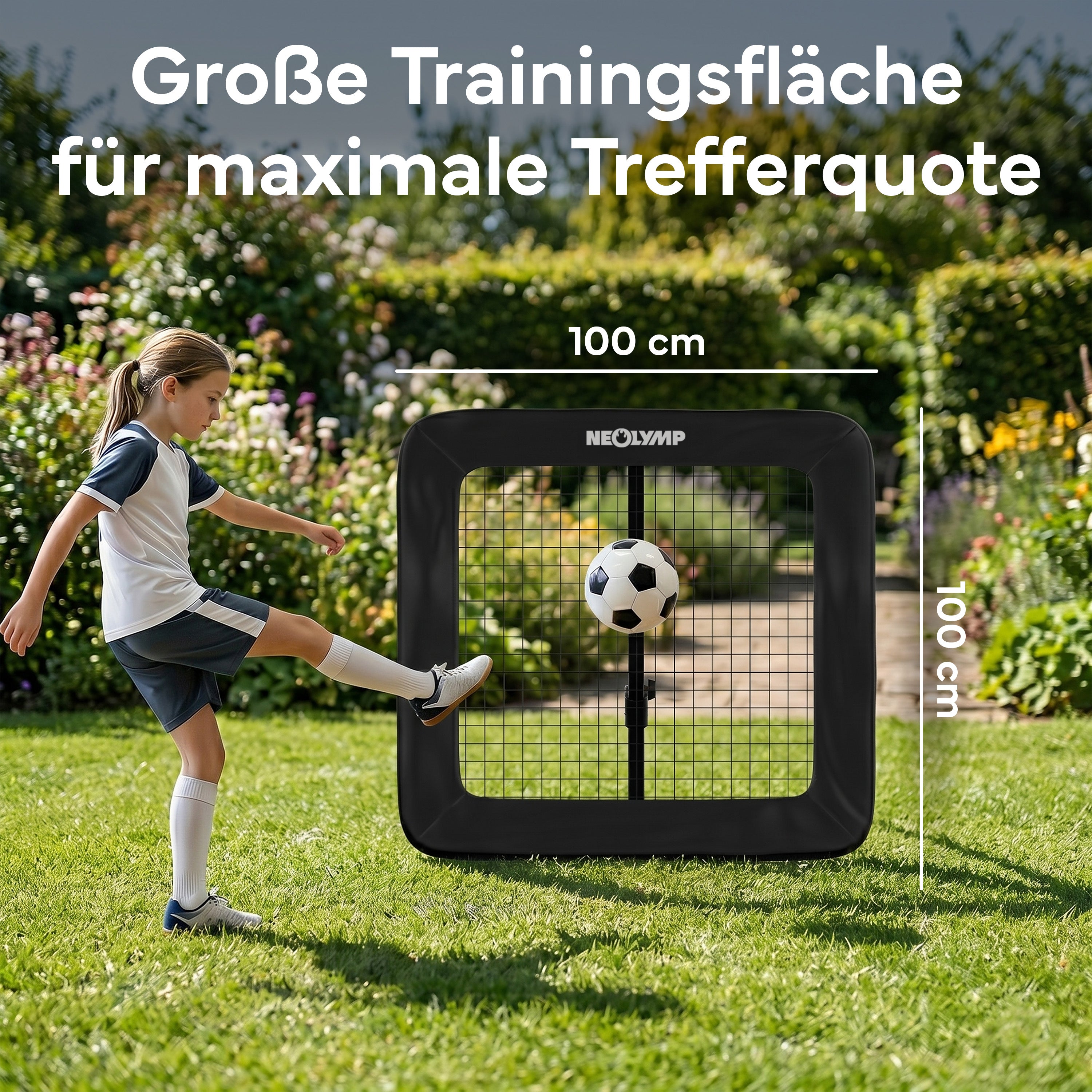 Fußball Rebounder Fußball in schwarz - Indoor & Outdoor Rückprallwand - 100 cm - Fußball-Equipment von NEOLYMP | Fitnessequipment und Sportartikel