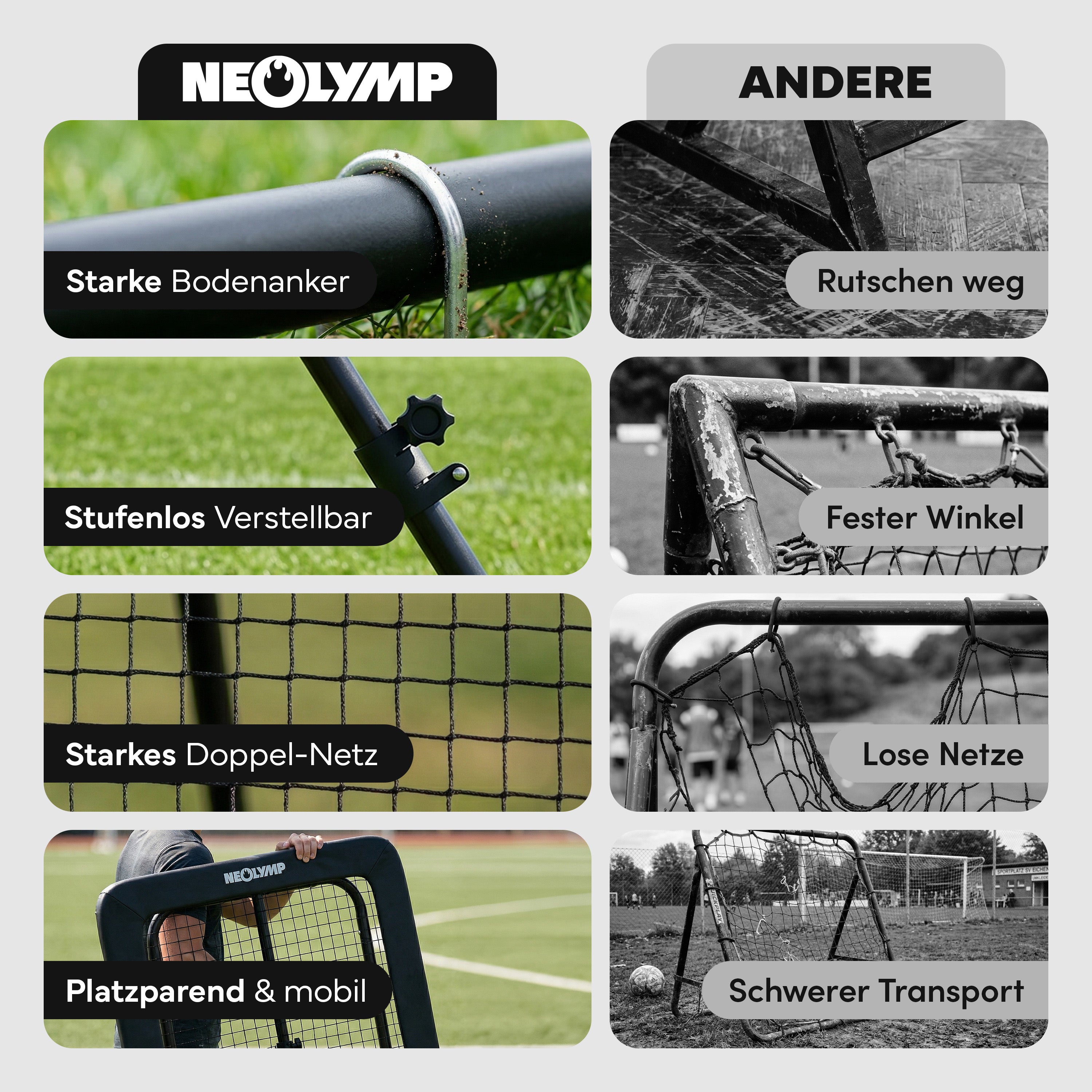 Fußball Rebounder Fußball in schwarz - Indoor & Outdoor Rückprallwand - 100 cm - Fußball-Equipment von NEOLYMP | Fitnessequipment und Sportartikel