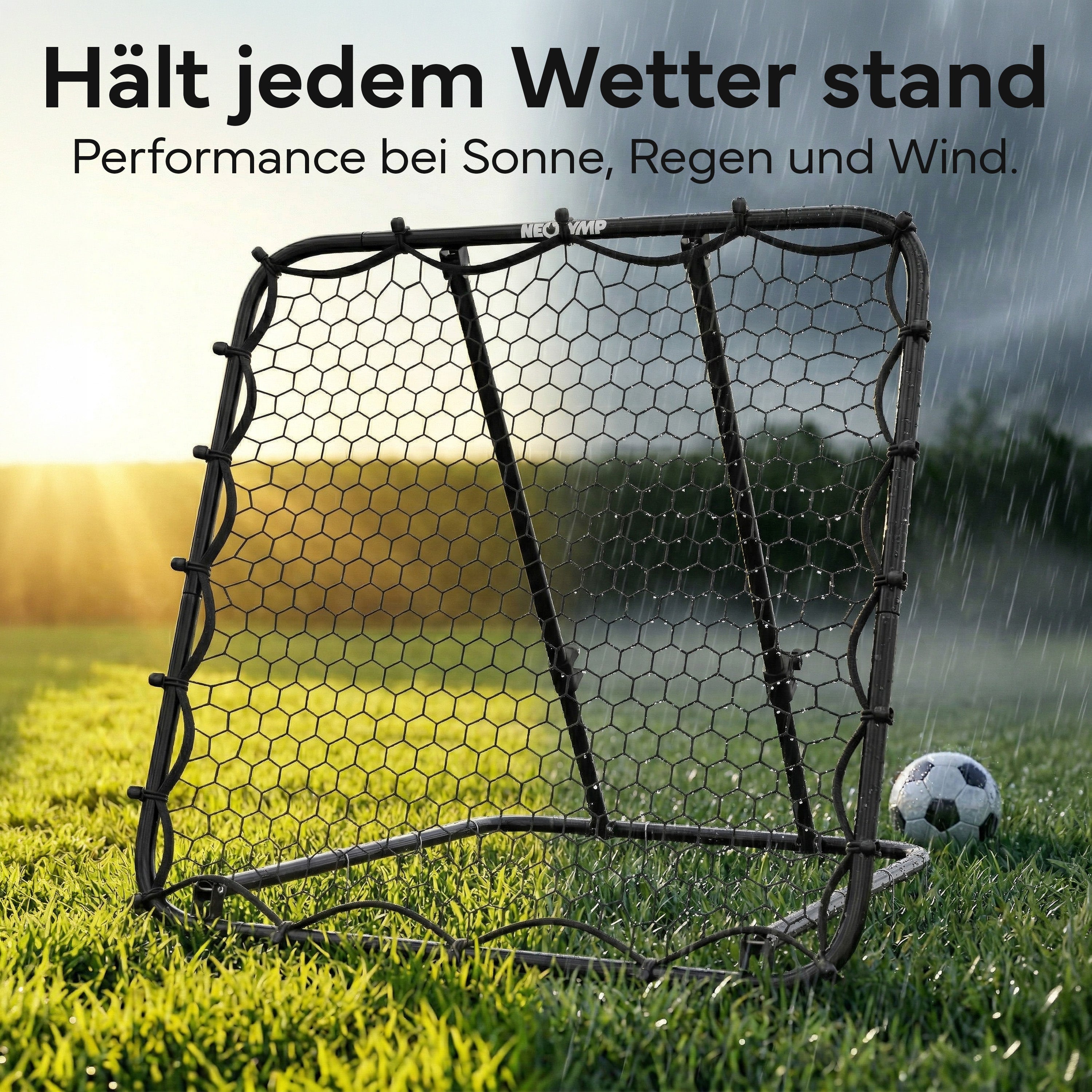 Fußball Rebounder Fußball in schwarz - Indoor & Outdoor Rückprallwand - 125 cm - Fußball-Equipment von NEOLYMP | Fitnessequipment und Sportartikel