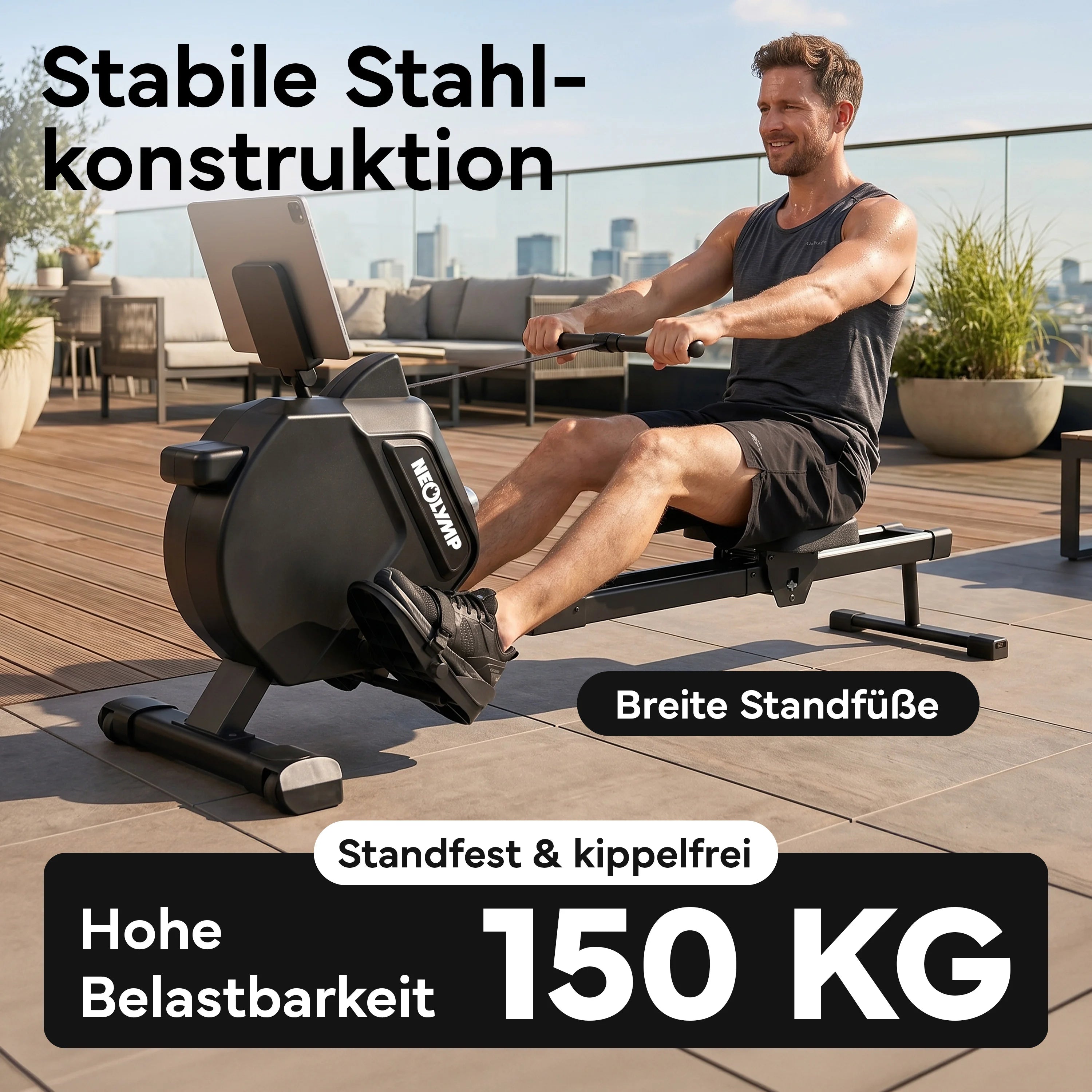 Rudergerät – Rudermaschine mit 32 Widerstandsstufen - - Sportgerät von NEOLYMP | Fitnessequipment und Sportartikel