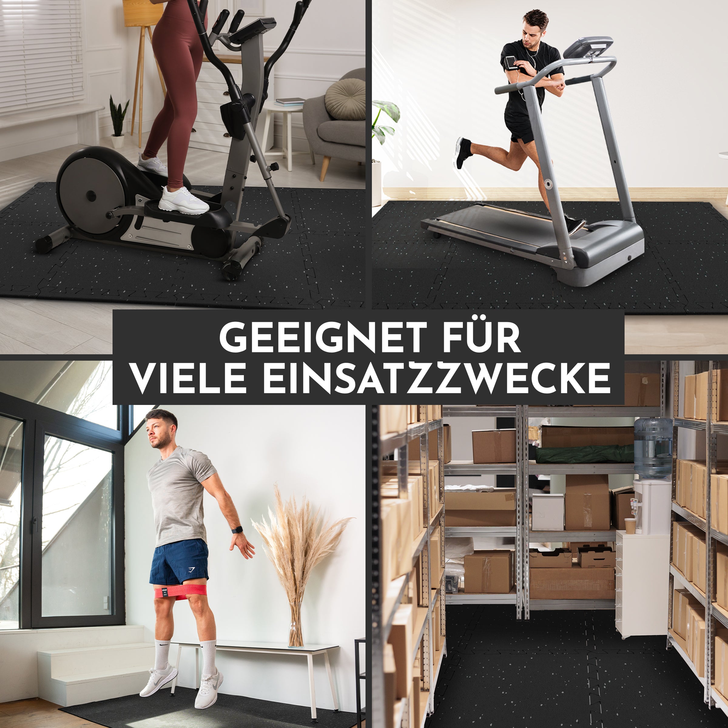 Premium Bodenschutzmatte aus extra dichtem Kautschuk (schwarz-grau) - - Sportmatte von NEOLYMP | Fitnessequipment und Sportartikel