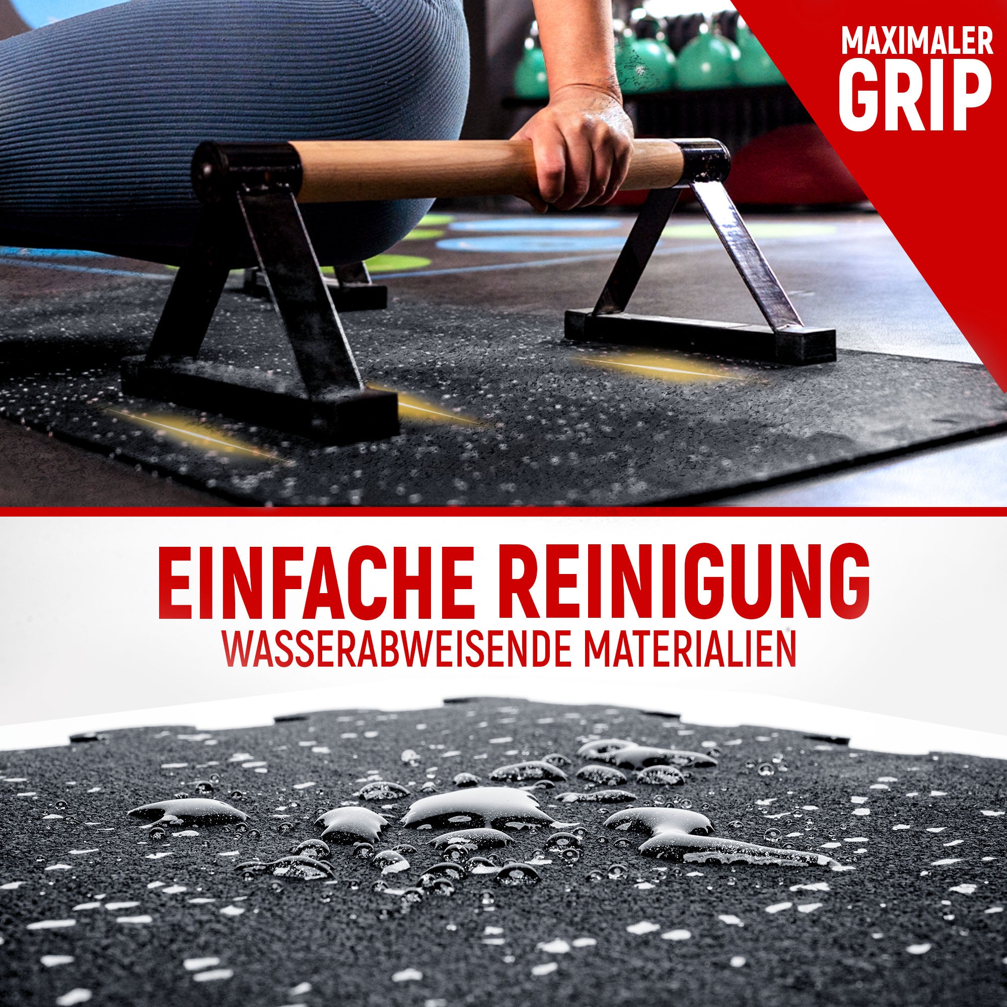 Premium Bodenschutzmatte aus extra dichtem Kautschuk (schwarz-grau) - - Sportmatte von NEOLYMP | Fitnessequipment und Sportartikel