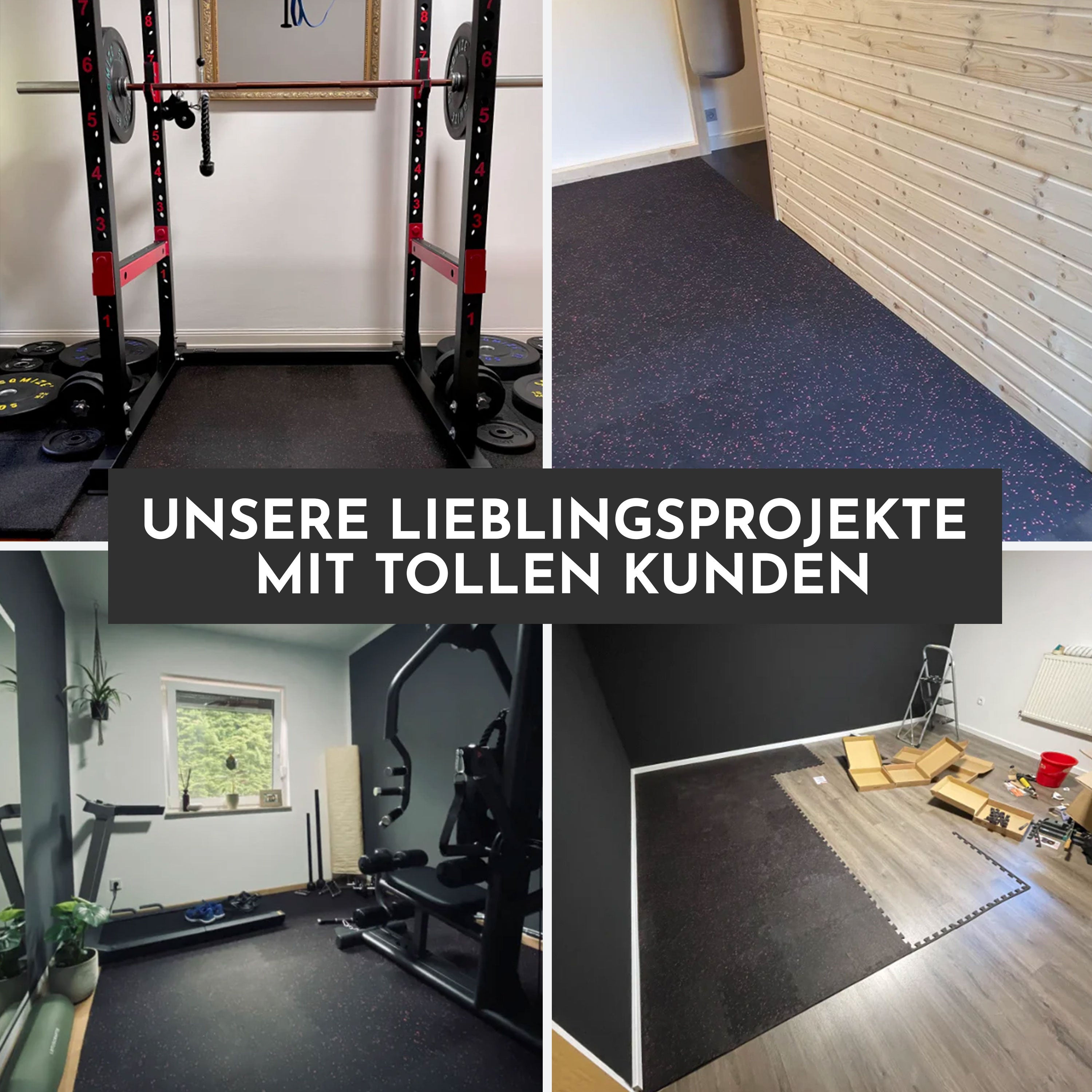 Premium Bodenschutzmatte aus extra dichtem Kautschuk (schwarz-grau) - - Sportmatte von NEOLYMP | Fitnessequipment und Sportartikel