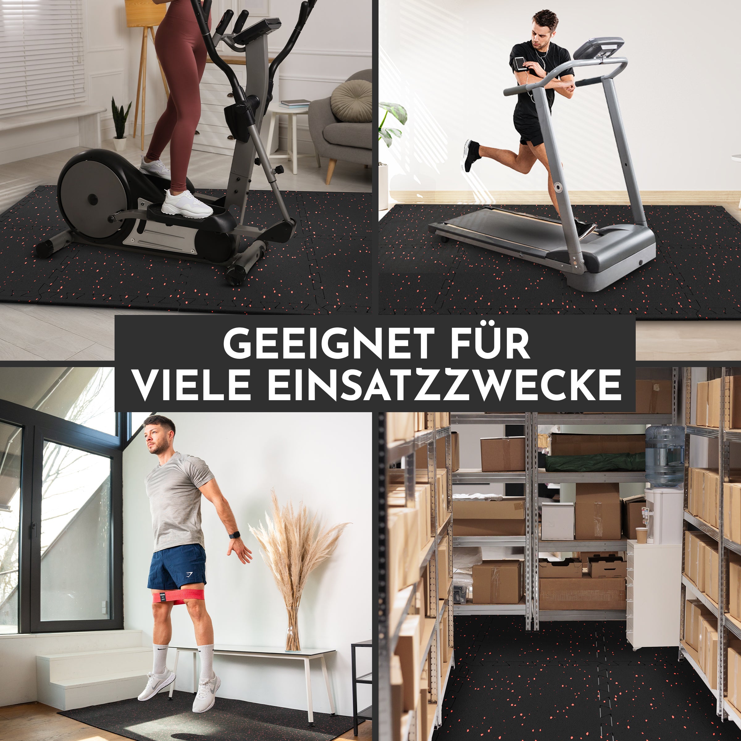 Premium Bodenschutzmatte aus extra dichtem Kautschuk (schwarz-rot) - - Bodenschutz von NEOLYMP | Fitnessequipment und Sportartikel
