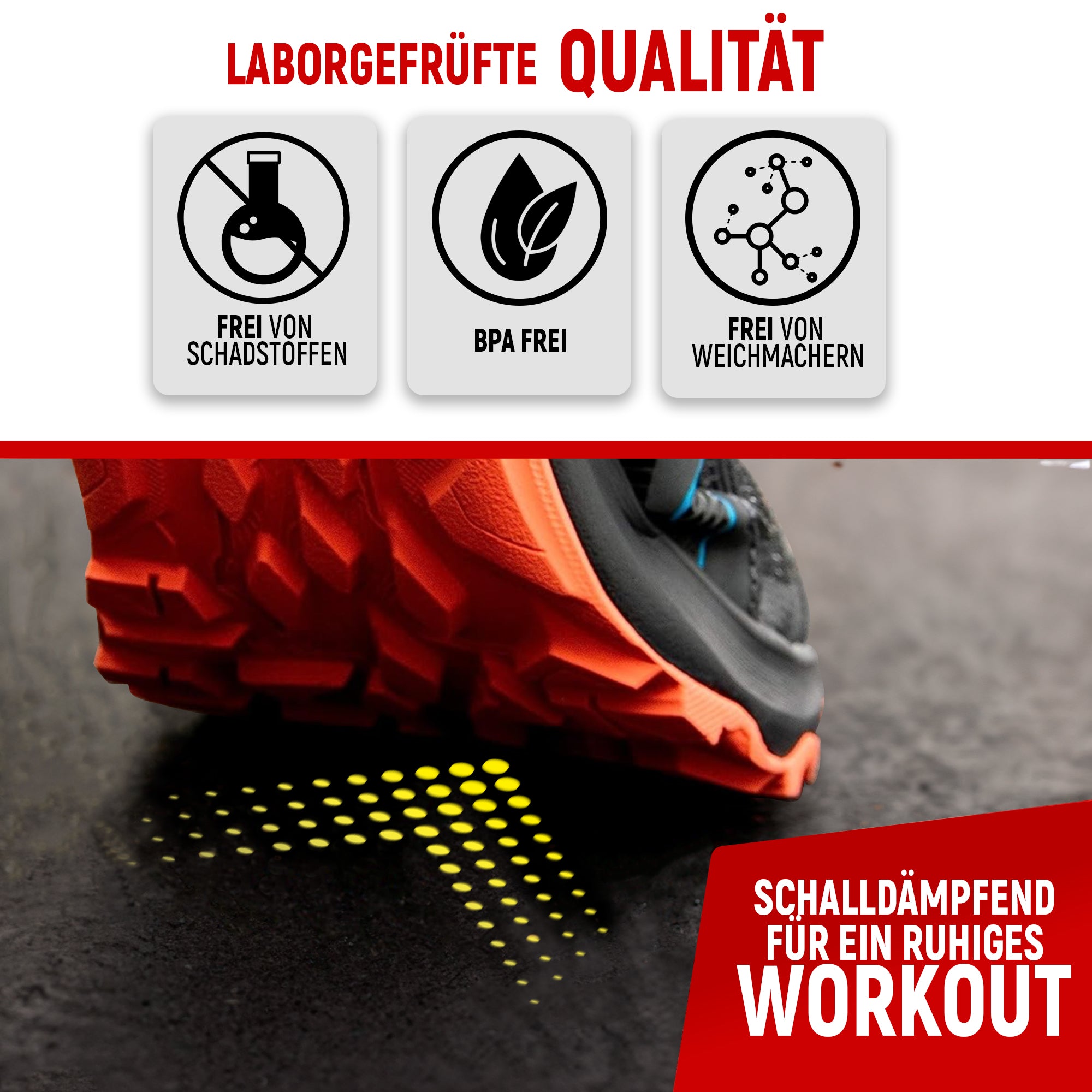 Premium Bodenschutzmatte aus extra dichtem Kautschuk (schwarz) - - Bodenschutz von NEOLYMP | Fitnessequipment und Sportartikel
