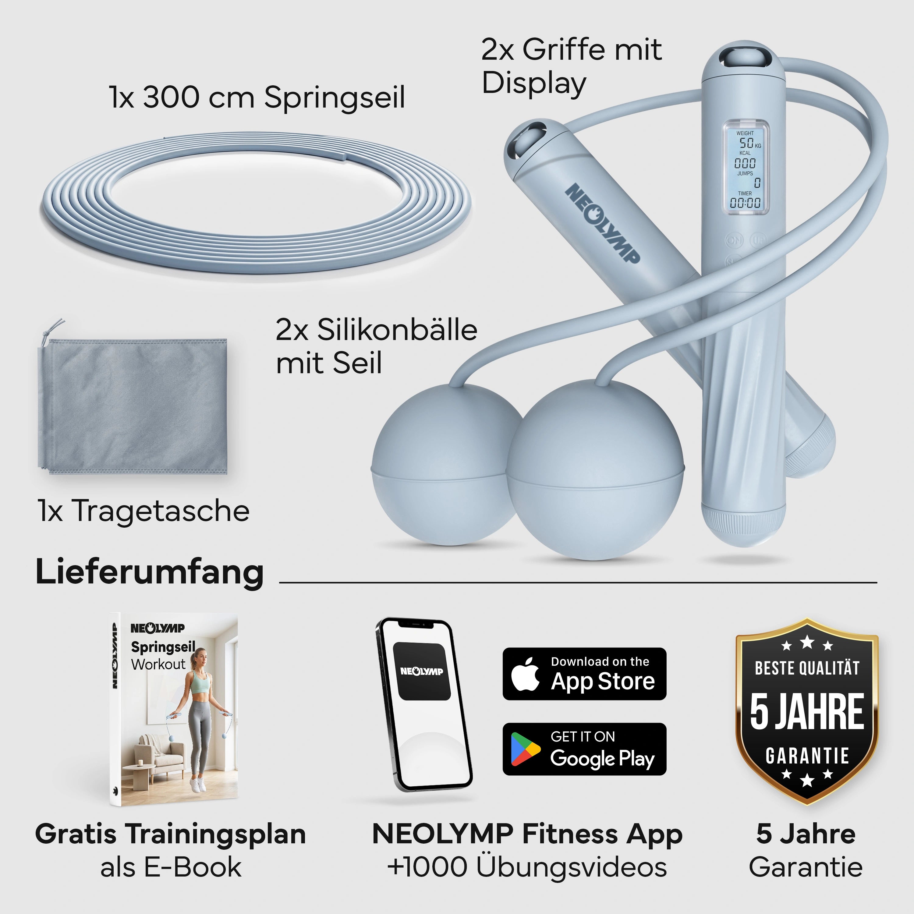 Smart Springseil Set - mit Zähler - - Pilatesequipment von NEOLYMP | Fitnessequipment und Sportartikel