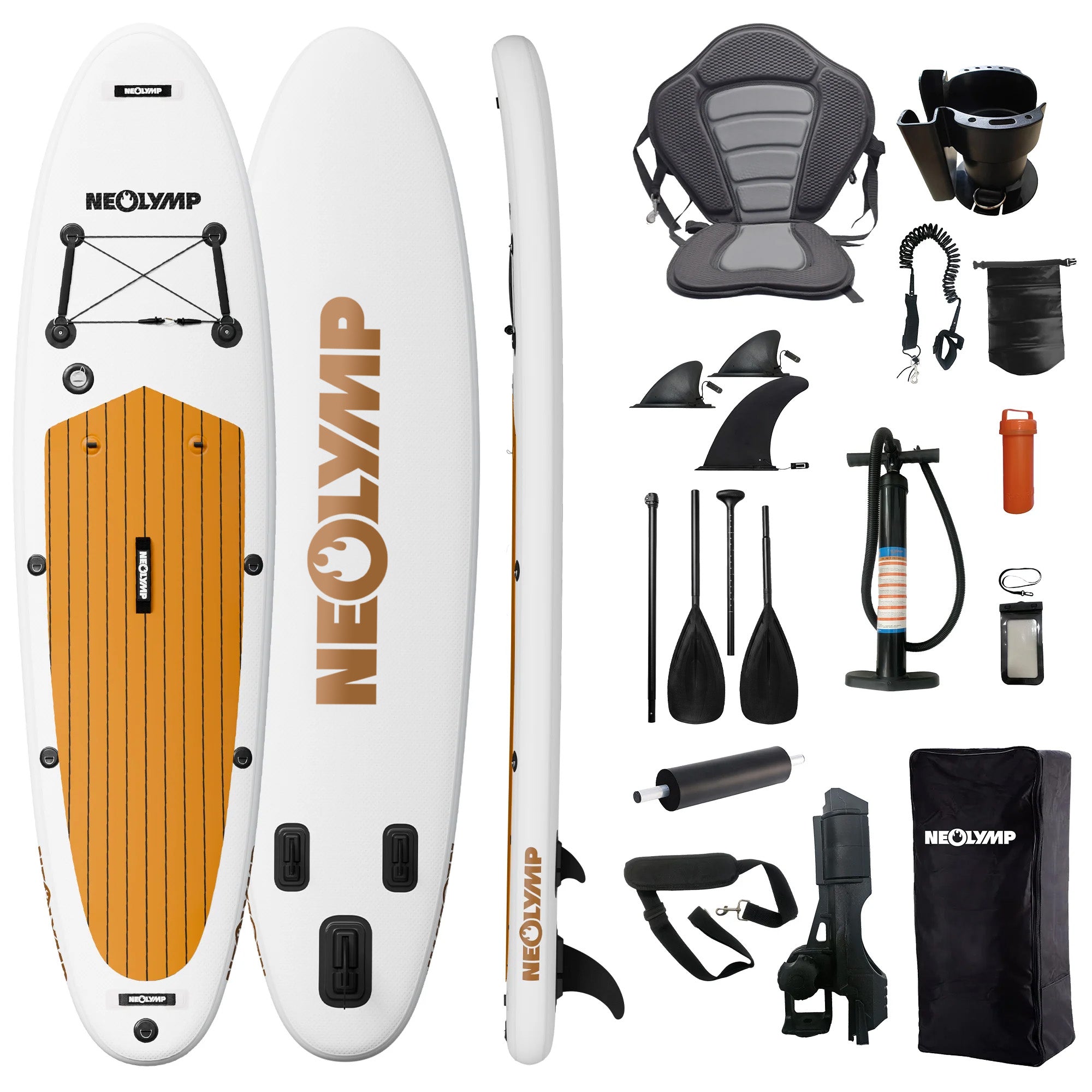 Stand-Up Paddle Board (SUP) + 13-teiliges Komplettset - Holzoptik - Wassersport von NEOLYMP | Fitnessequipment und Sportartikel