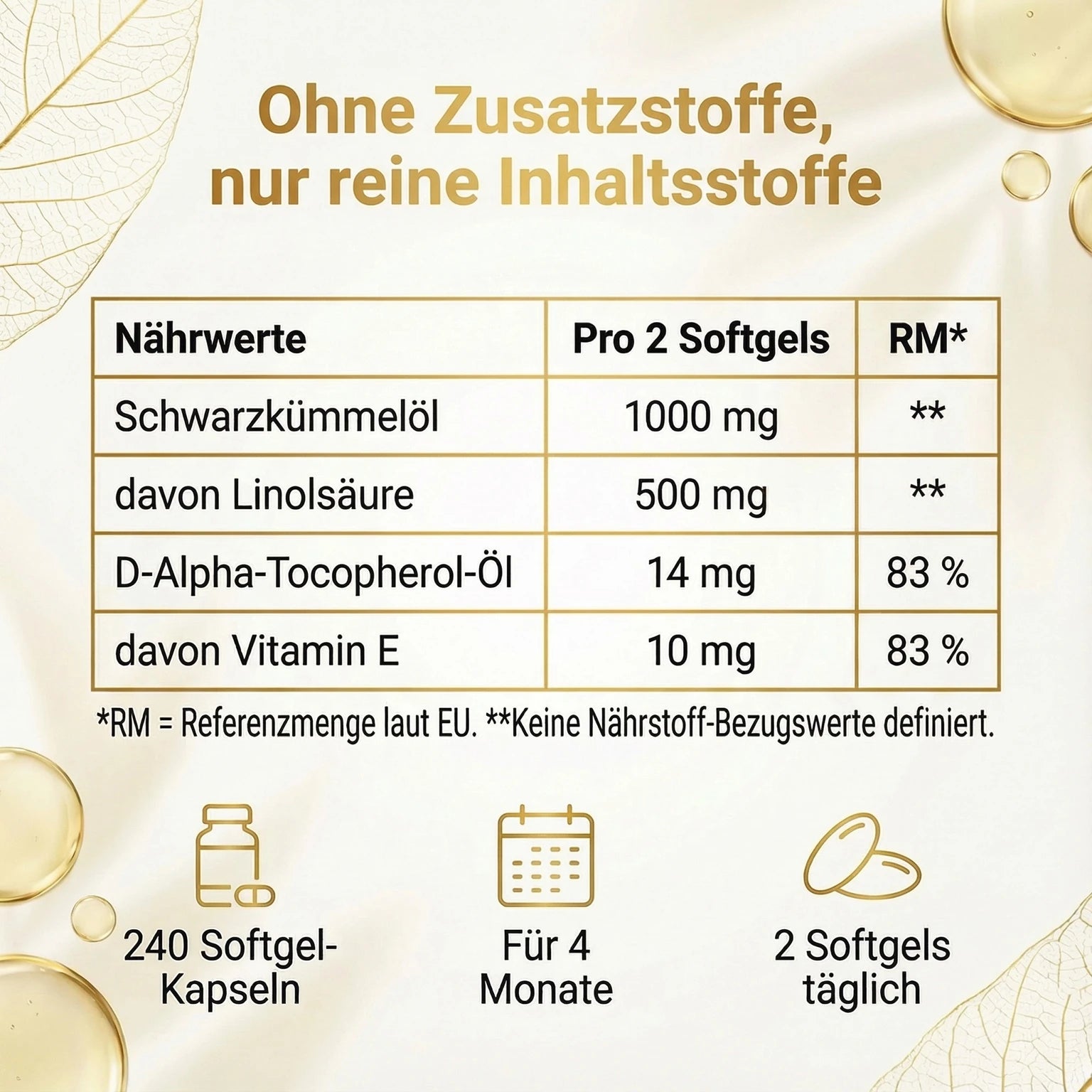 Nature Elegance - Schwarzkümmelöl 240 vegane Kapseln - Original Nigella Sativa (2er Pack) - - Nahrungsergänzungsmittel von NEOLYMP | Fitnessequipment und Sportartikel