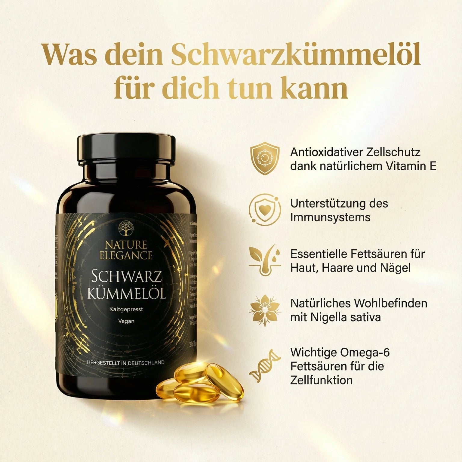 Nature Elegance - Schwarzkümmelöl 240 vegane Kapseln - Original Nigella Sativa (2er Pack) - - Nahrungsergänzungsmittel von NEOLYMP | Fitnessequipment und Sportartikel