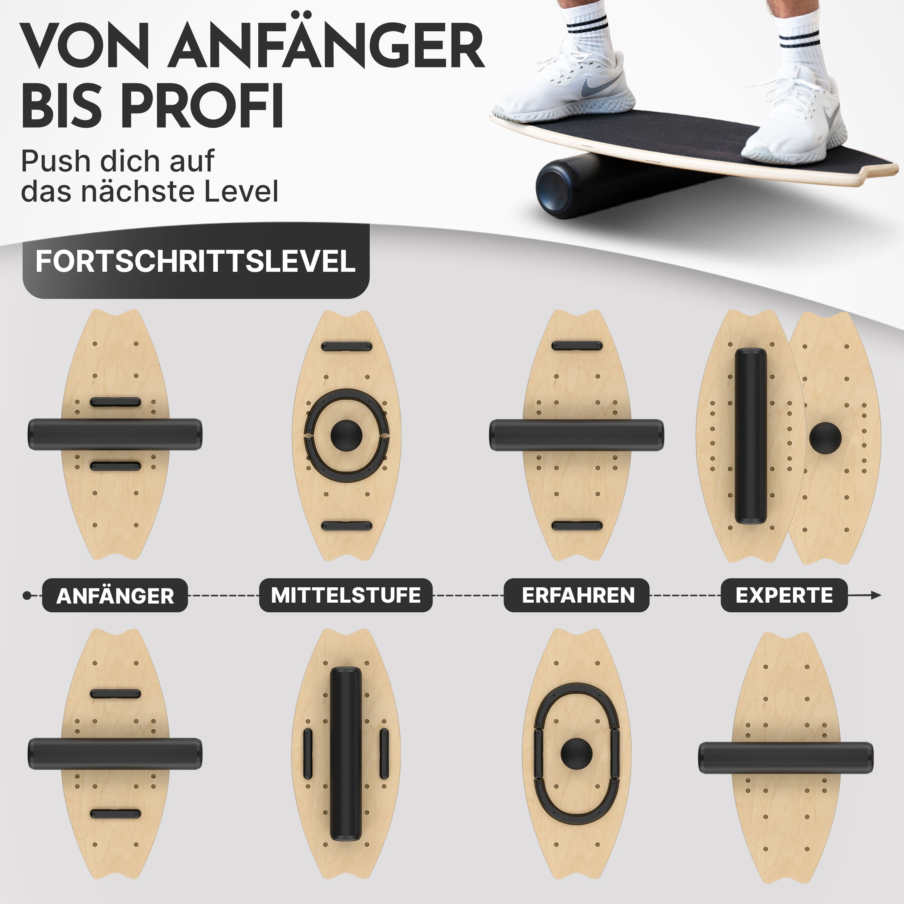 9-in-1 Balance Board aus Birkenholz - - Balancetrainer von NEOLYMP | Fitnessequipment und Sportartikel
