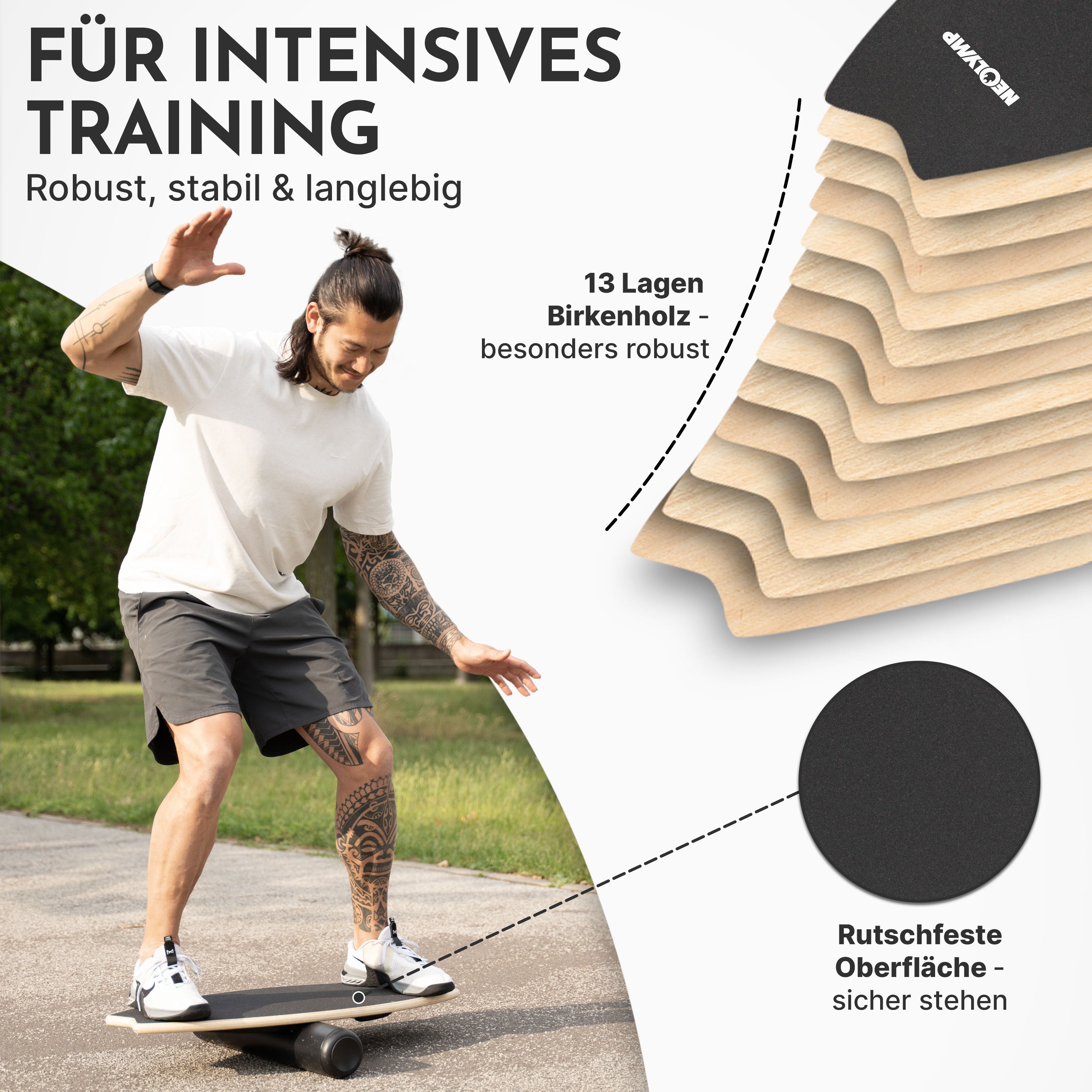 9-in-1 Balance Board aus Birkenholz - - Balancetrainer von NEOLYMP | Fitnessequipment und Sportartikel