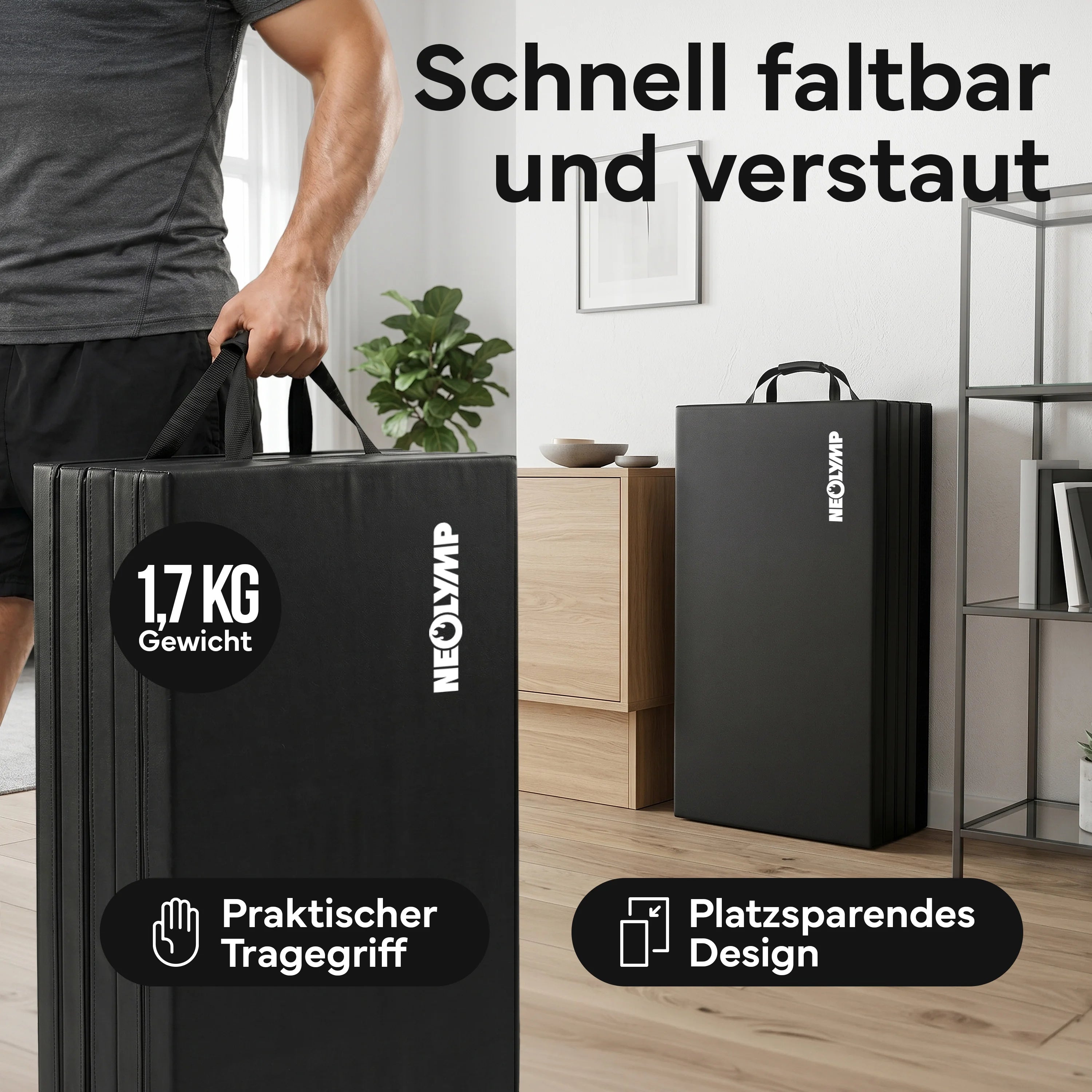 Turnmatte - faltbar mit Tragefunktion - Bunt S (190x80x3 cm) - von NEOLYMP | Fitnessequipment und Sportartikel