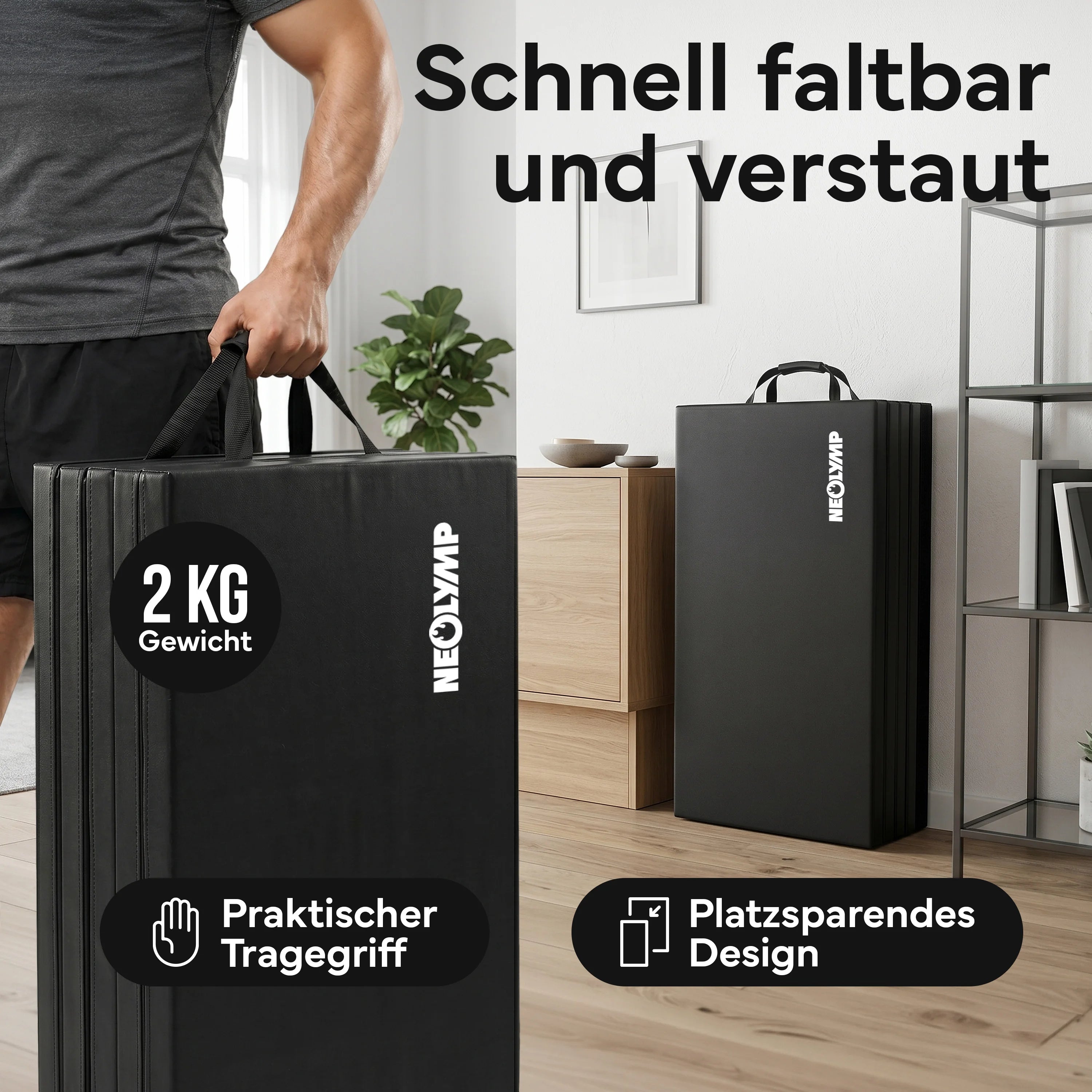Turnmatte - faltbar mit Tragefunktion - Grün M (190x80x5 cm) - von NEOLYMP | Fitnessequipment und Sportartikel